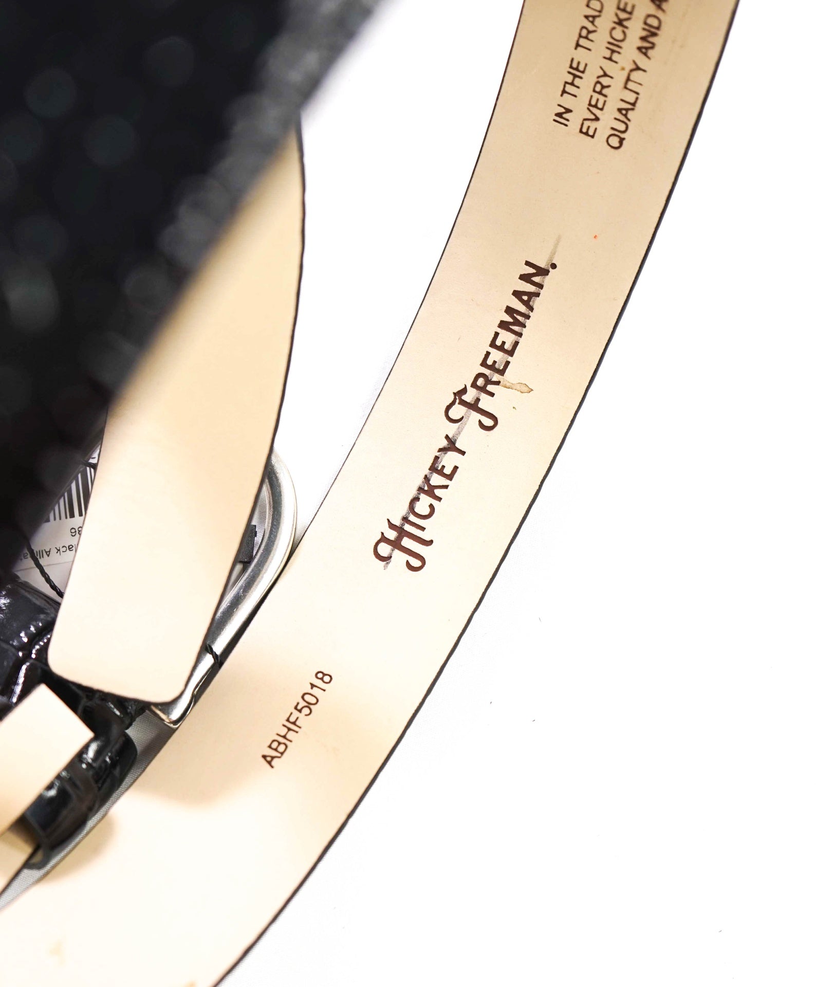 $595 HICKEY FREEMAN - Black Alligator Embossed Leather Belt - 36
