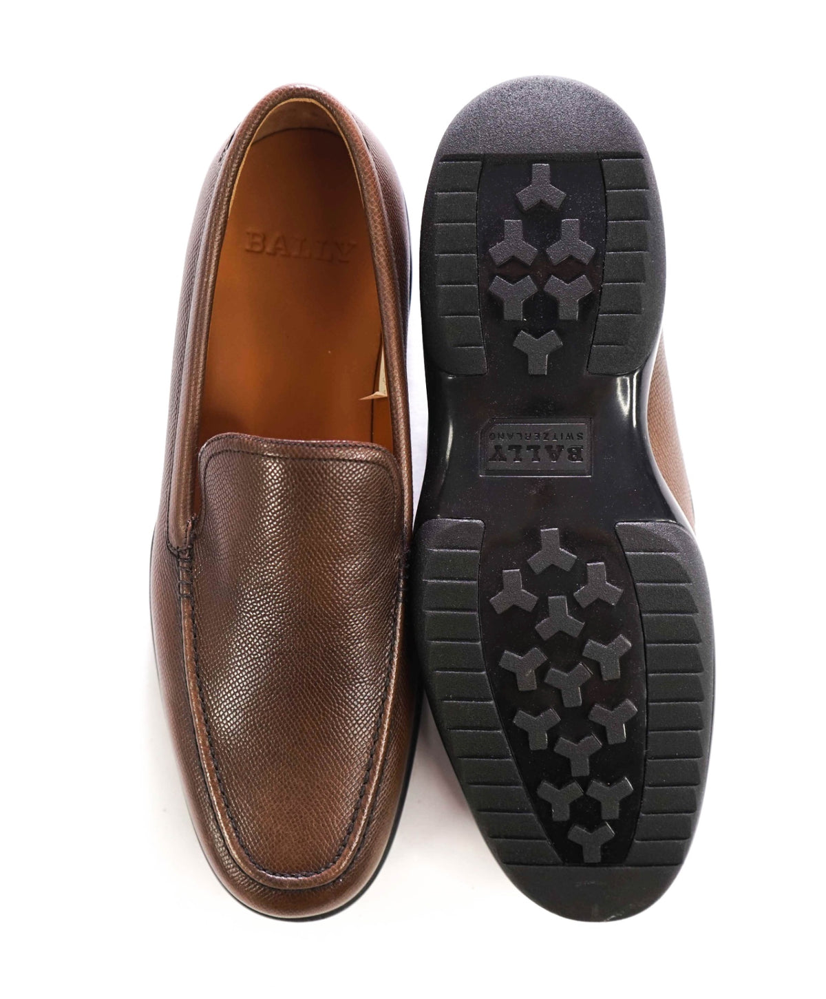 $525 BALLY - Brown Pebble Leather "MILS-1" Loafers - US 8 (7UK)