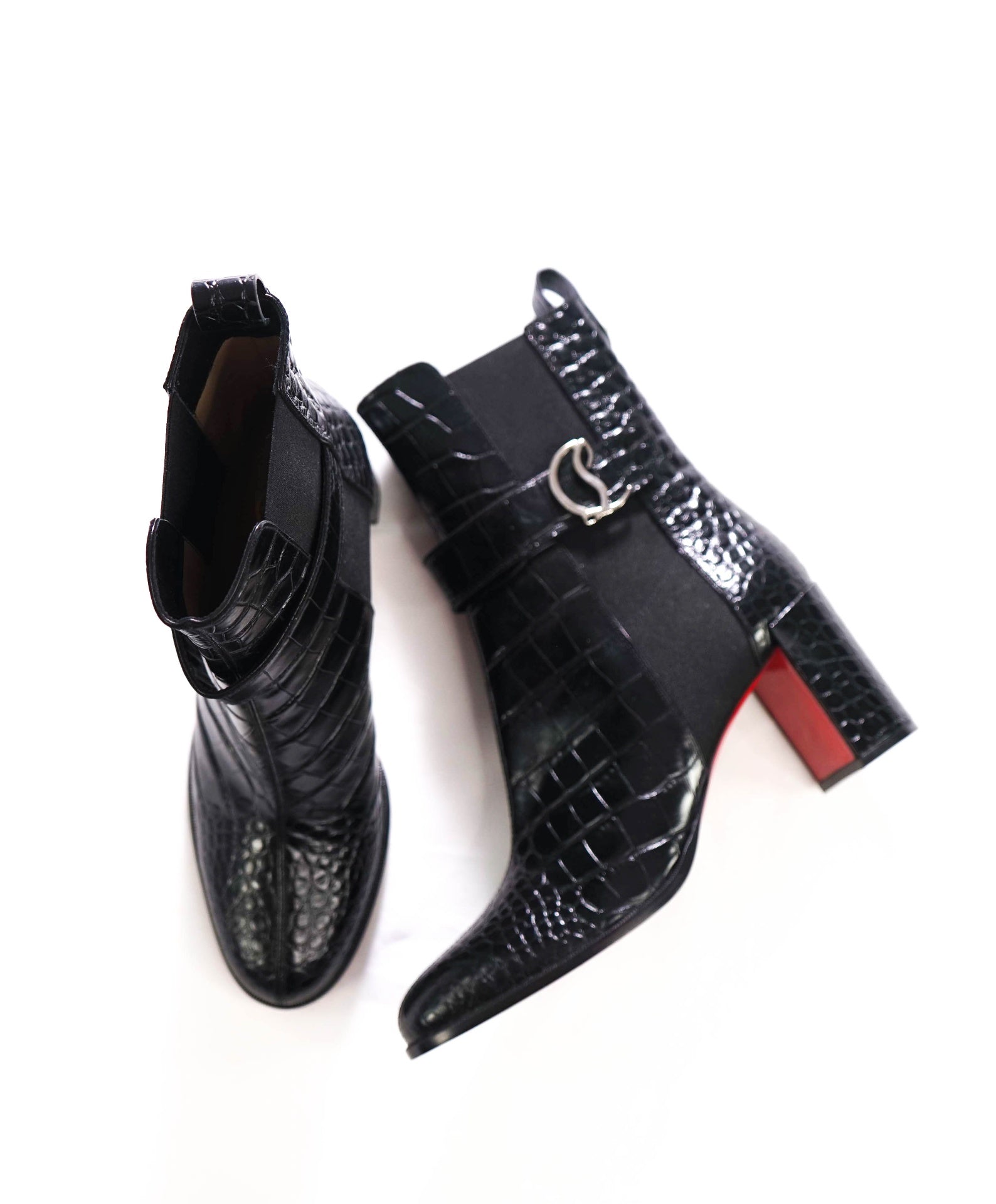 $1,495 LOUBOUTIN - Black Alligator Leather 70mm Chelsea Boots - US 10.5 (40.5EU)