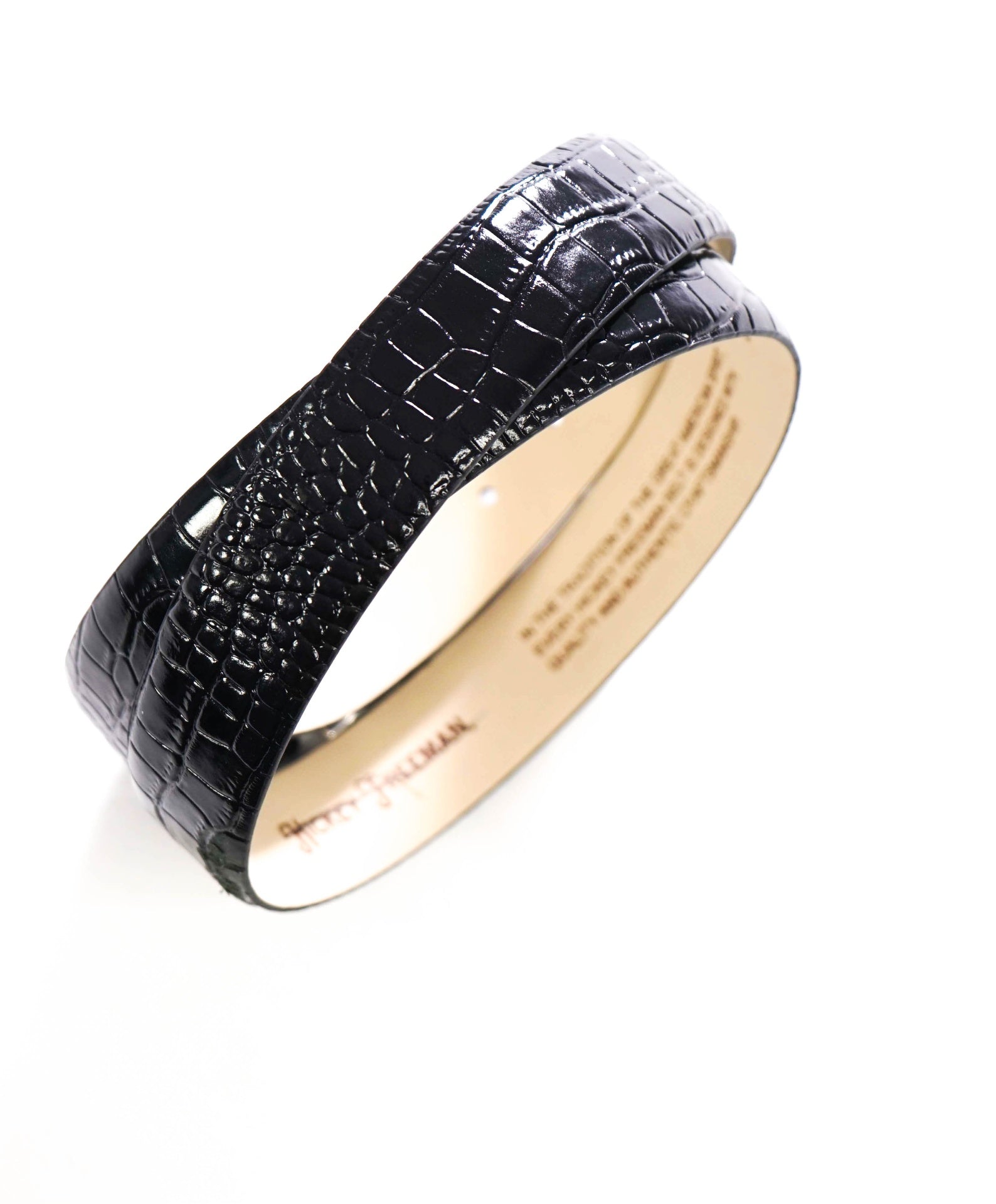 $595 HICKEY FREEMAN - Black Alligator Embossed Leather Belt - 36