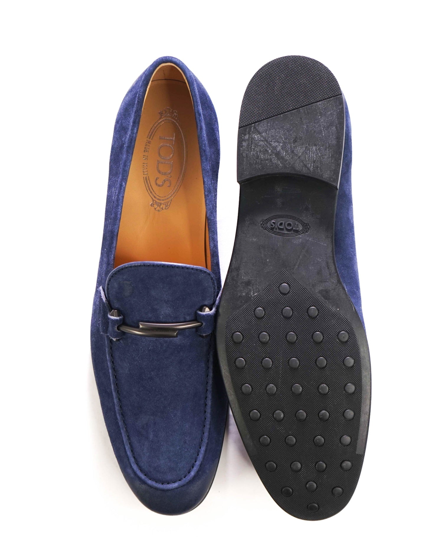 $975 TOD'S - Navy Blue Distressed Suede Loafers - US 9.5 (8.5UK)