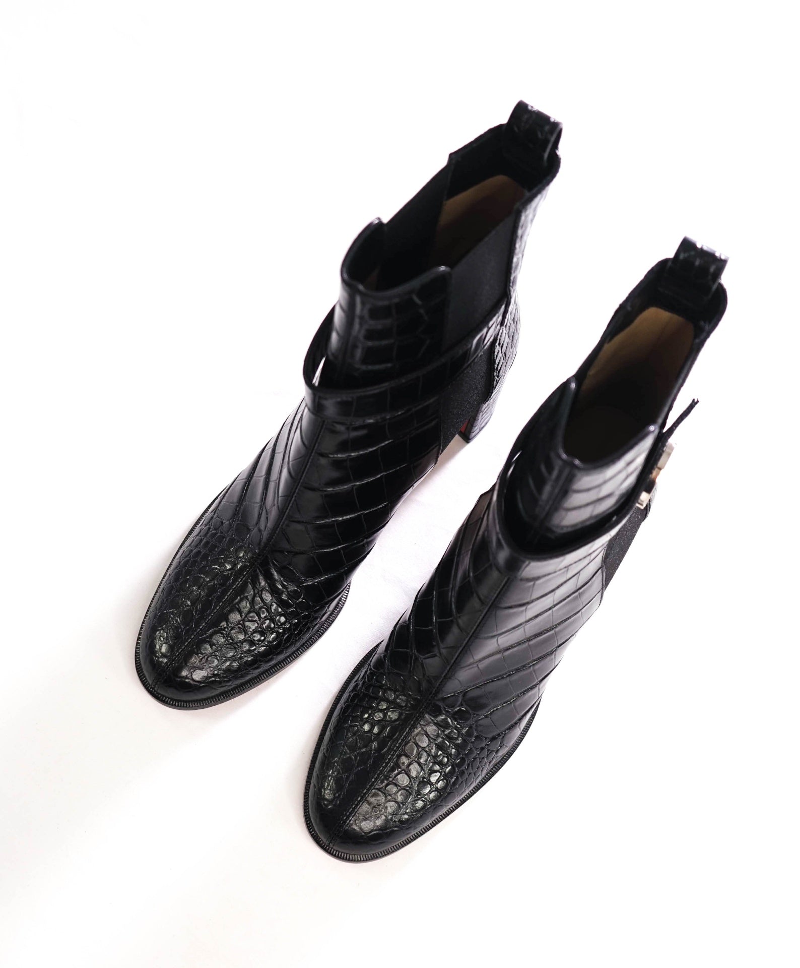 $1,495 LOUBOUTIN - Black Alligator Leather 70mm Chelsea Boots - US 10.5 (40.5EU)