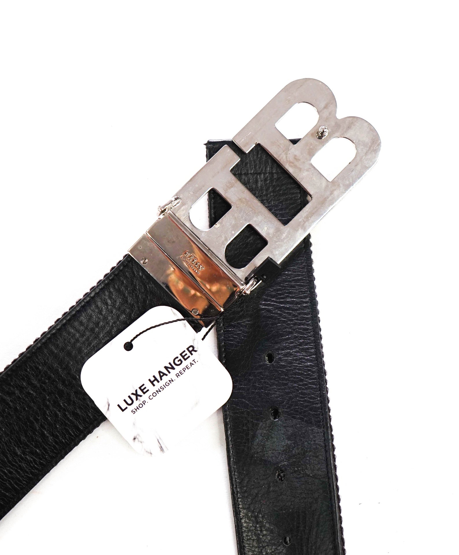 $330 BALLY - Black/Red Leather/Nylon Reversible Mirror B Belt - 34W