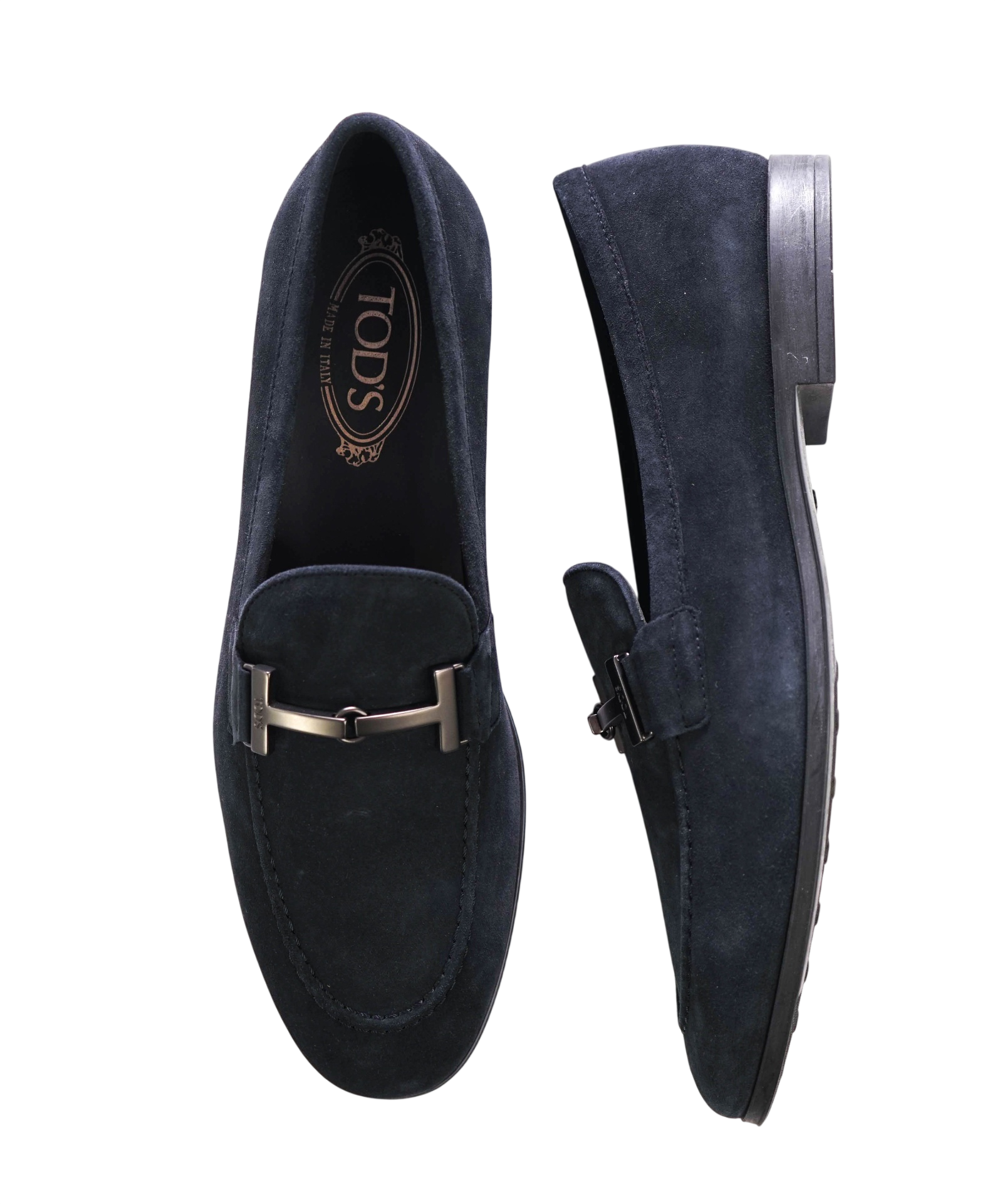 $975 TOD'S - Navy Blue Distressed Suede Loafers - US 8 (7UK)
