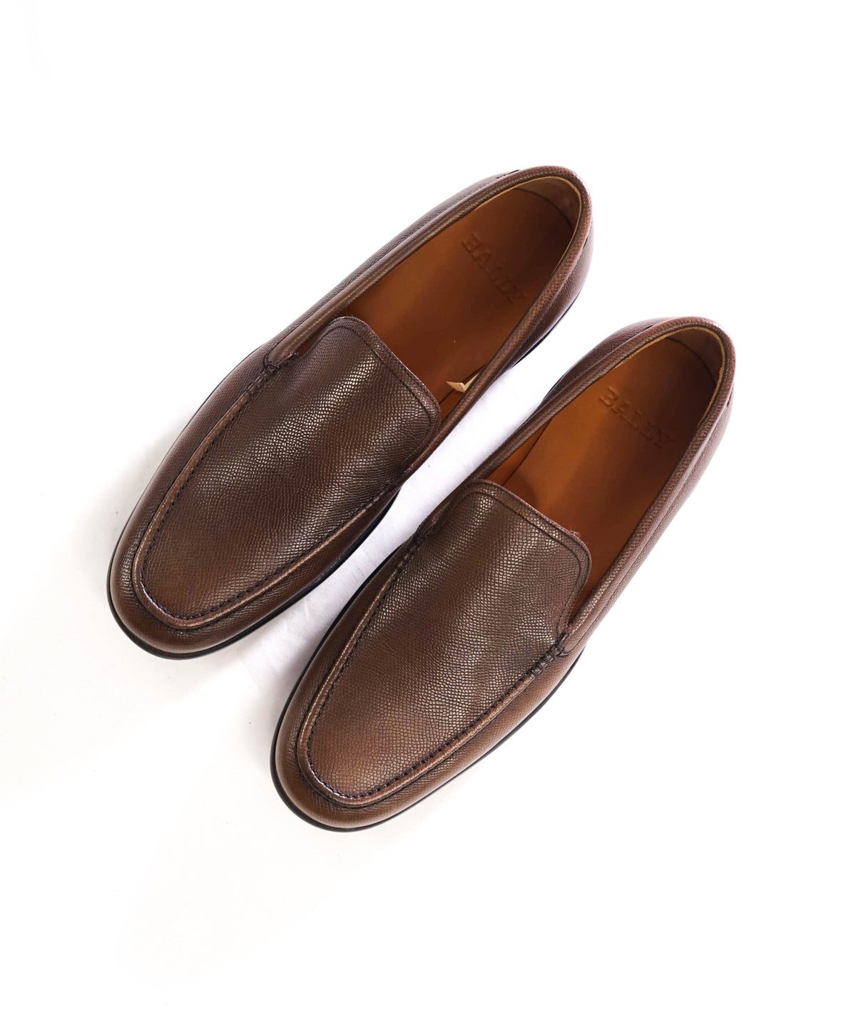 $525 BALLY - Brown Pebble Leather "MILS-1" Loafers - US 8 (7UK)
