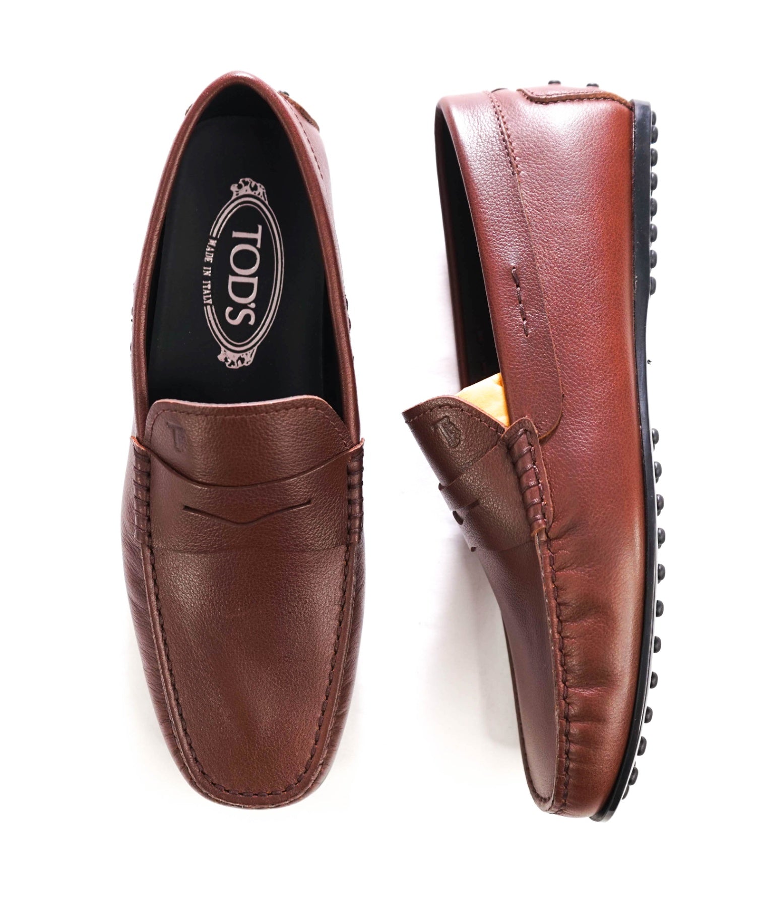 $975 TOD'S - Brown Pebble Leather Driving Loafers - US 7 (6UK)