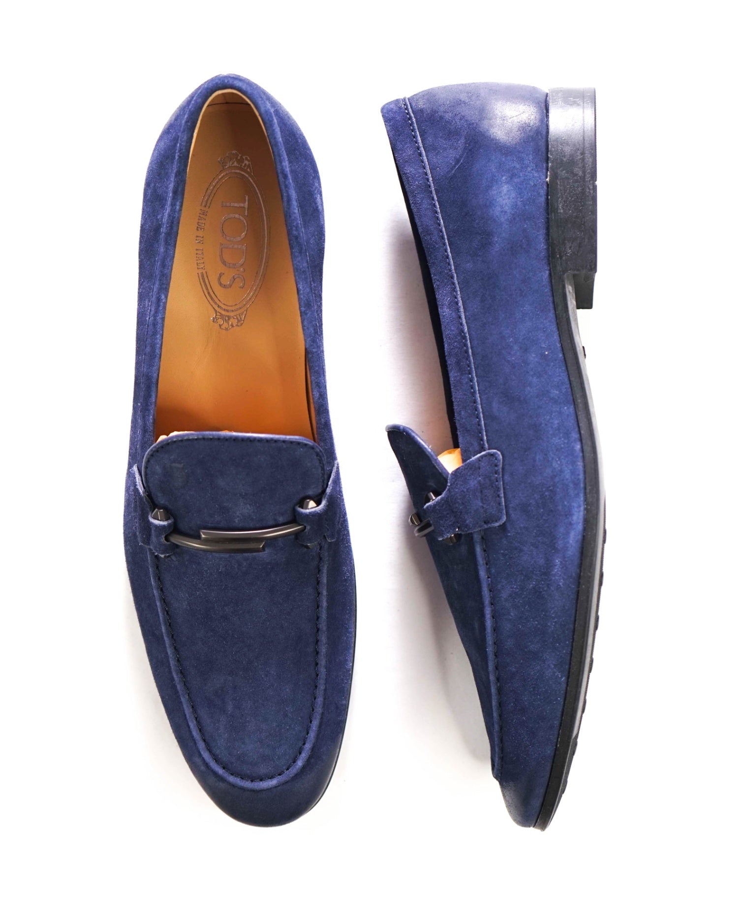 $975 TOD'S - Navy Blue Distressed Suede Loafers - US 9.5 (8.5UK)