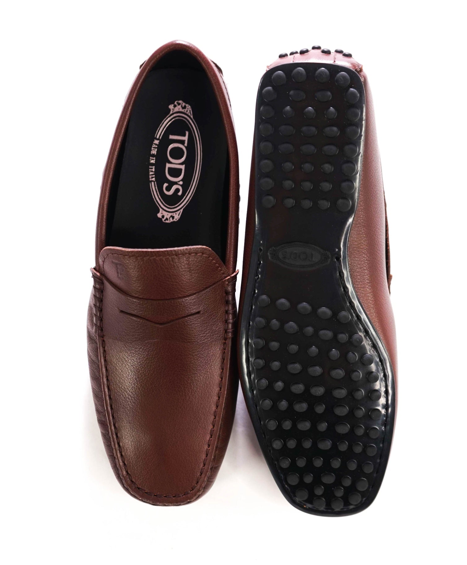 $975 TOD'S - Brown Pebble Leather Driving Loafers - US 6.5 (5.5UK)