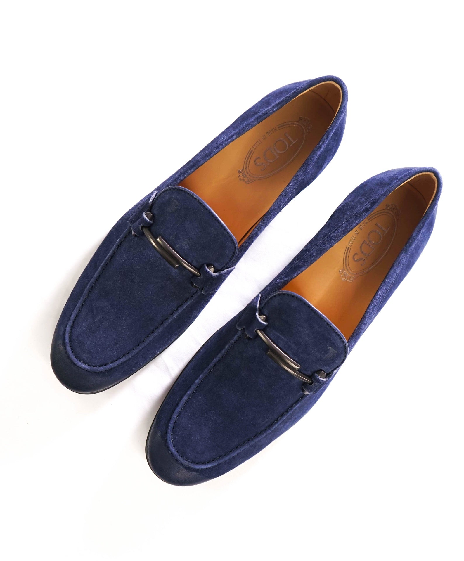 $975 TOD'S - Navy Blue Distressed Suede Loafers - US 9.5 (8.5UK)