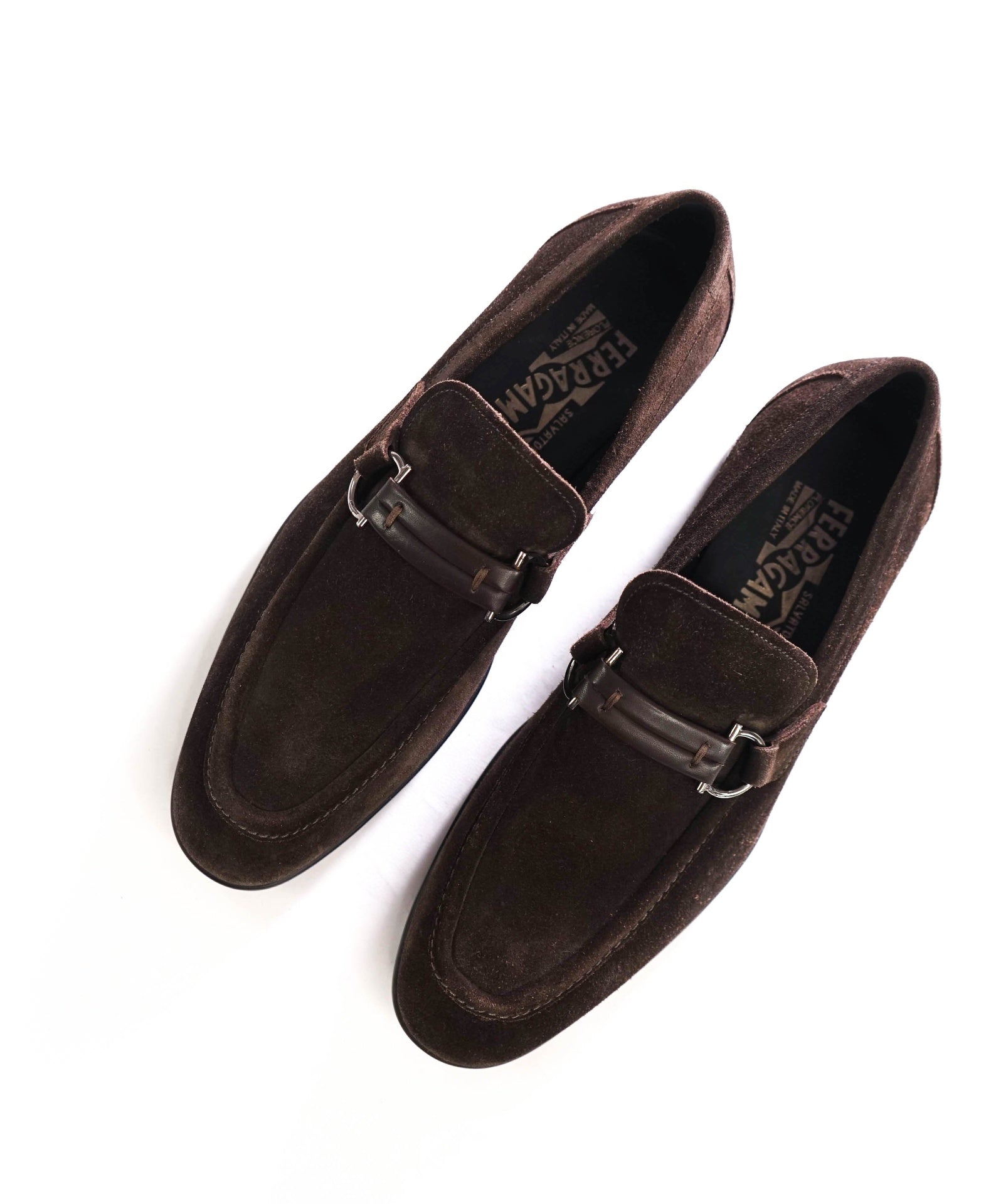 $850 FERRAGAMO - Brown Suede Loafers - 7.5 D