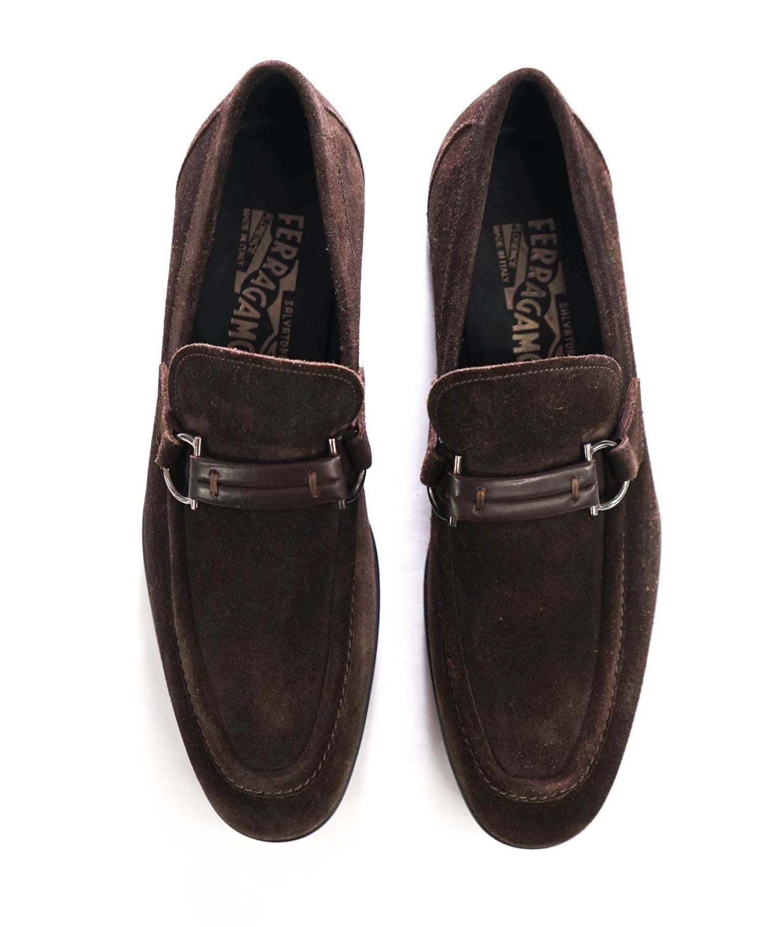 $850 FERRAGAMO - Brown Suede Loafers - 7.5 D