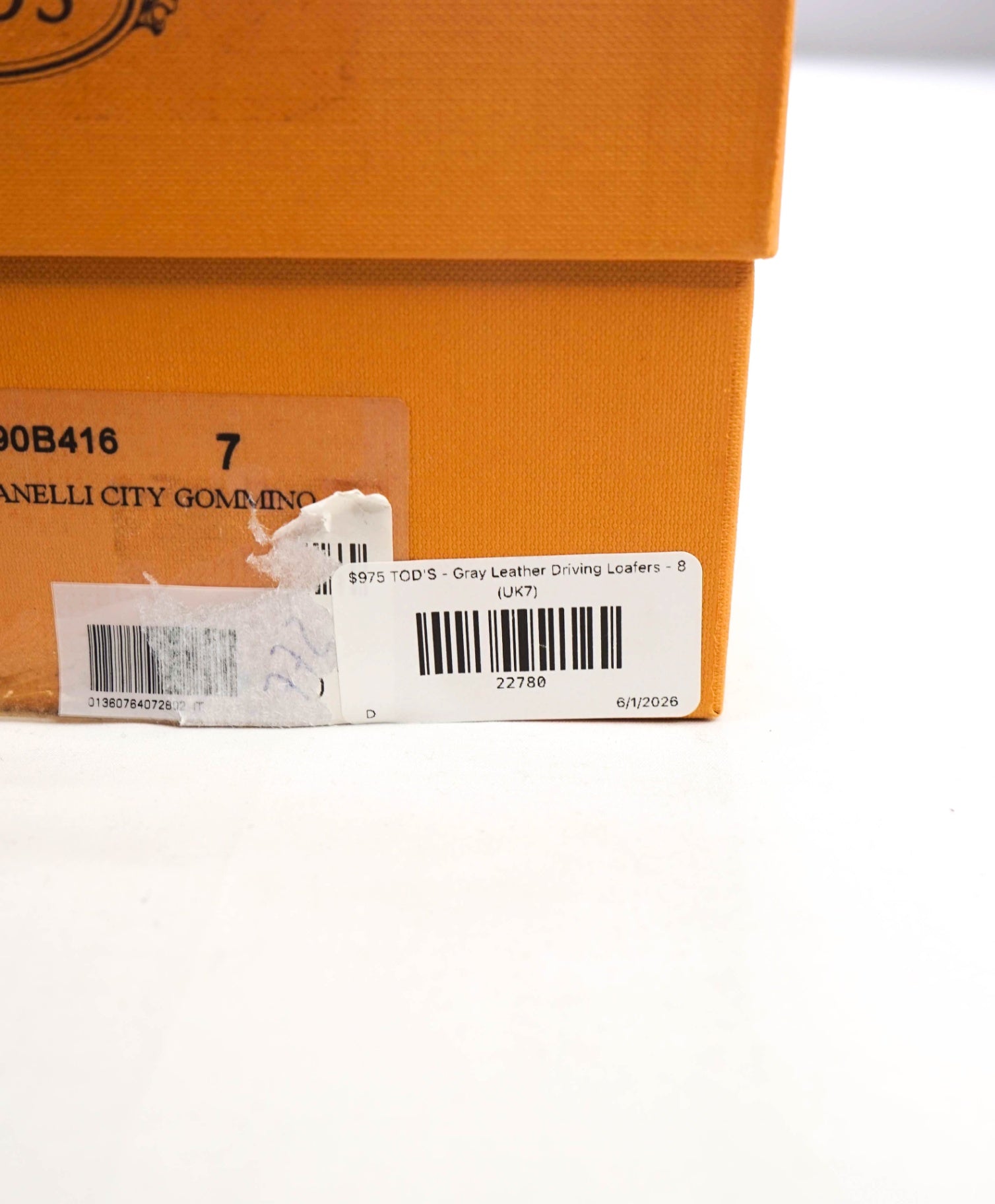 $975 TOD'S - Gray Leather Driving Loafers - 8 (UK7)