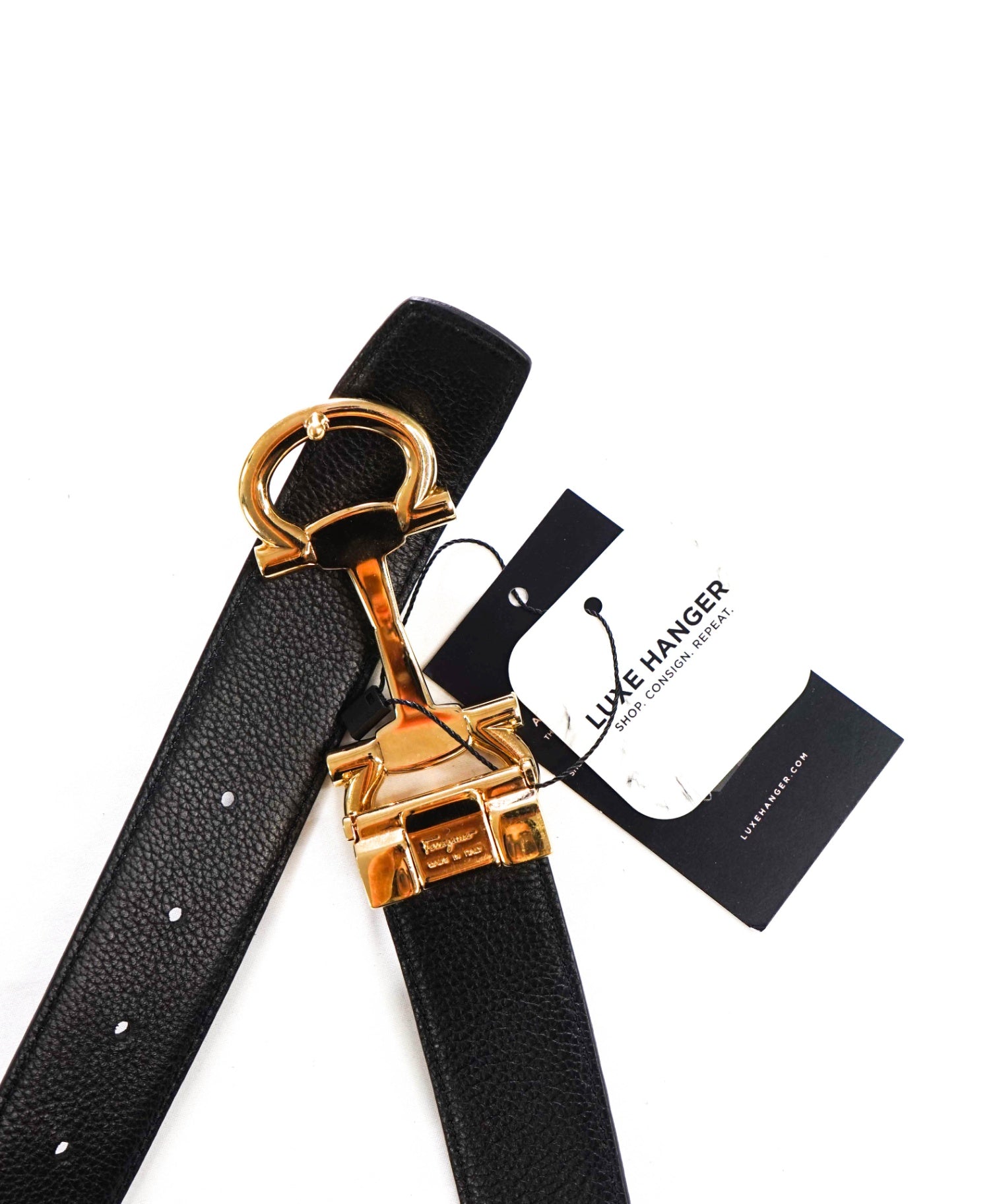 $535 FERRAGAMO - Brown/Black Reversible Pebble Leather Belt - 31W