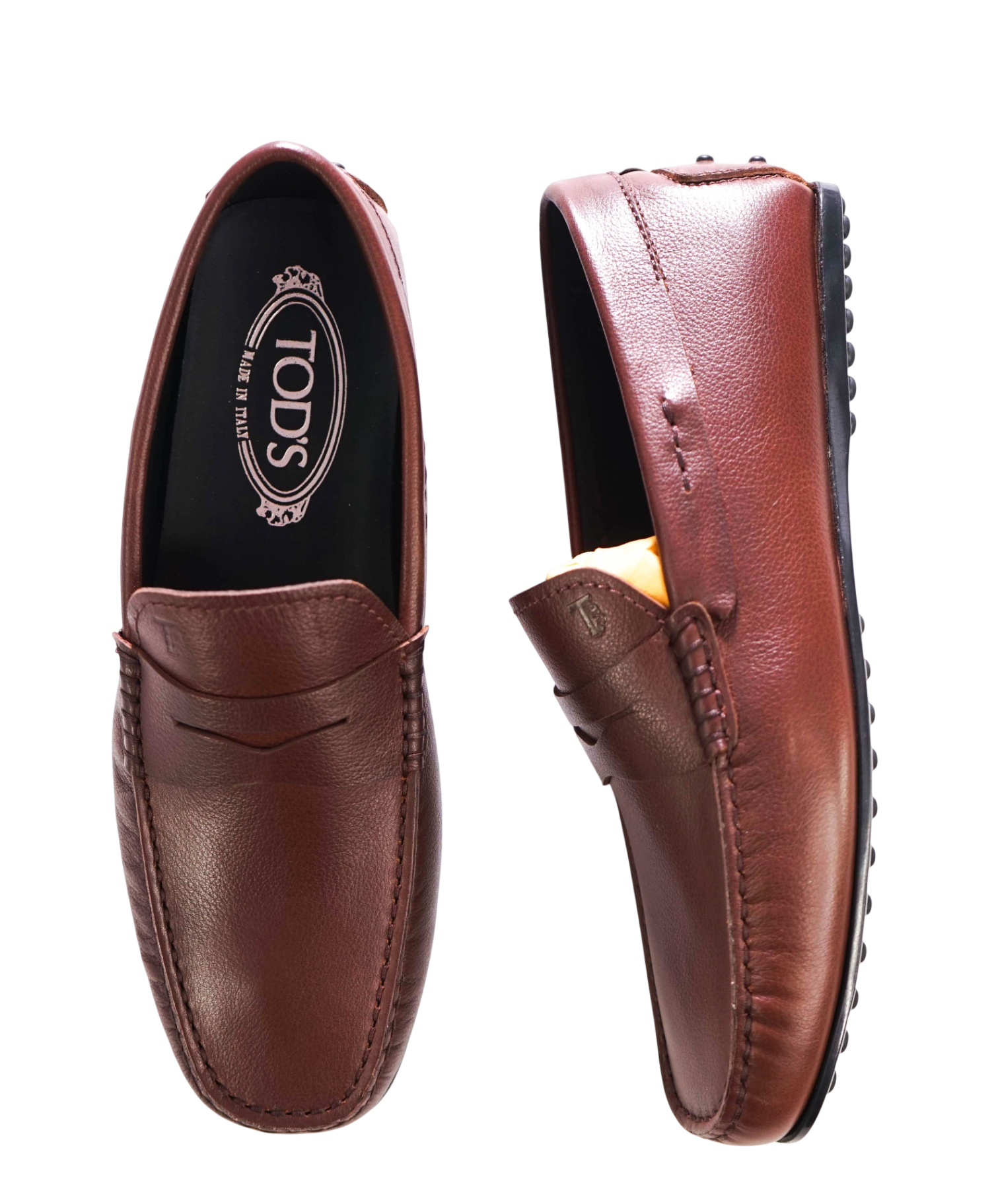 $975 TOD'S - Brown Pebble Leather Driving Loafers - US 6.5 (5.5UK)