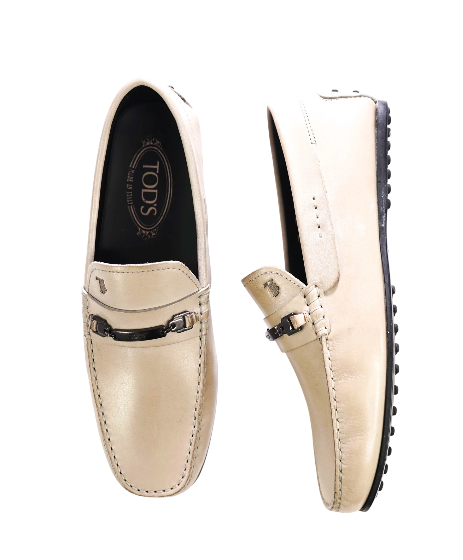 $975 TOD'S - Gray Leather Driving Loafers - 8 (UK7)