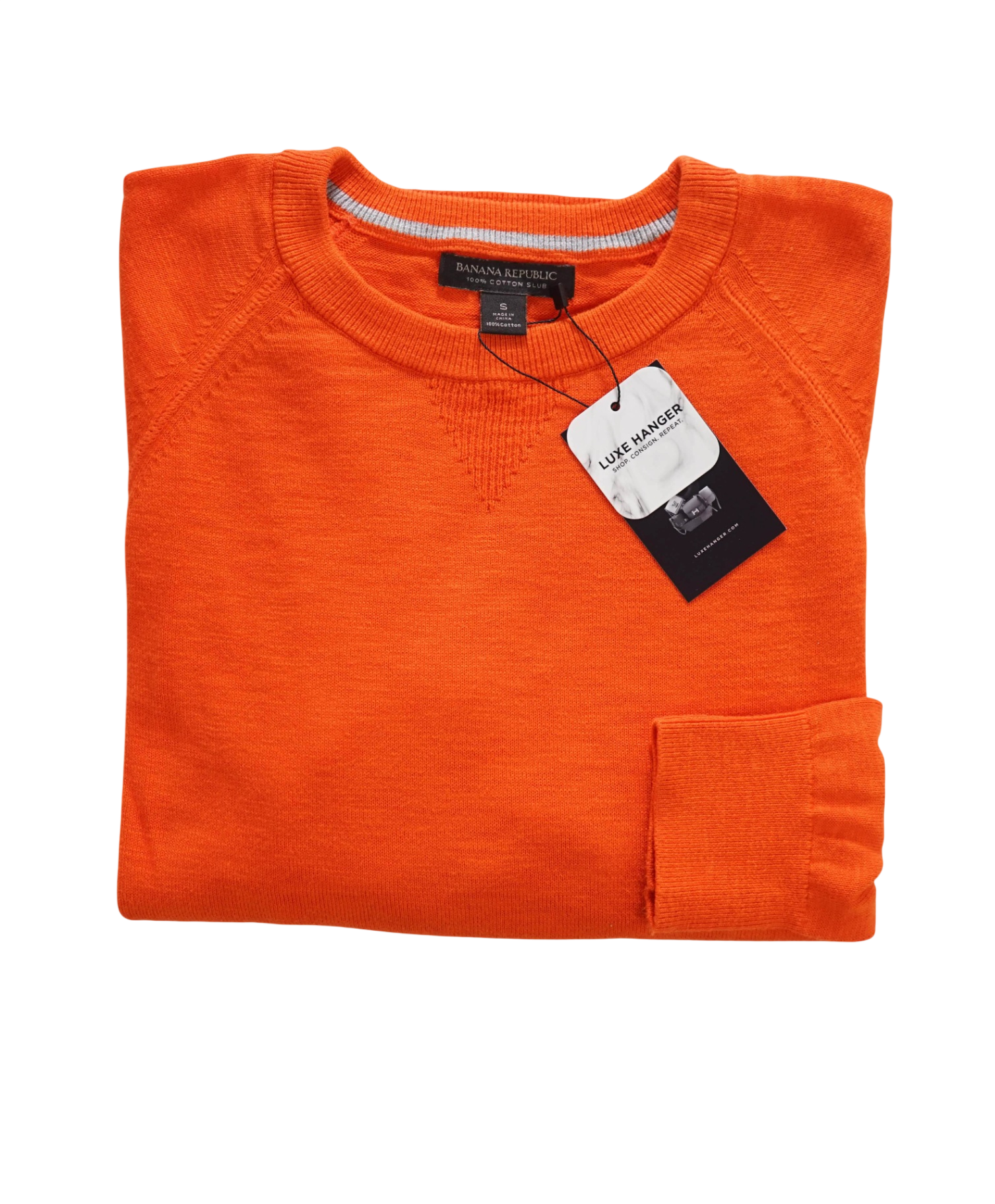 $90 BANANA REPUBLIC - Orange Cotton Crew-Neck Sweater - S
