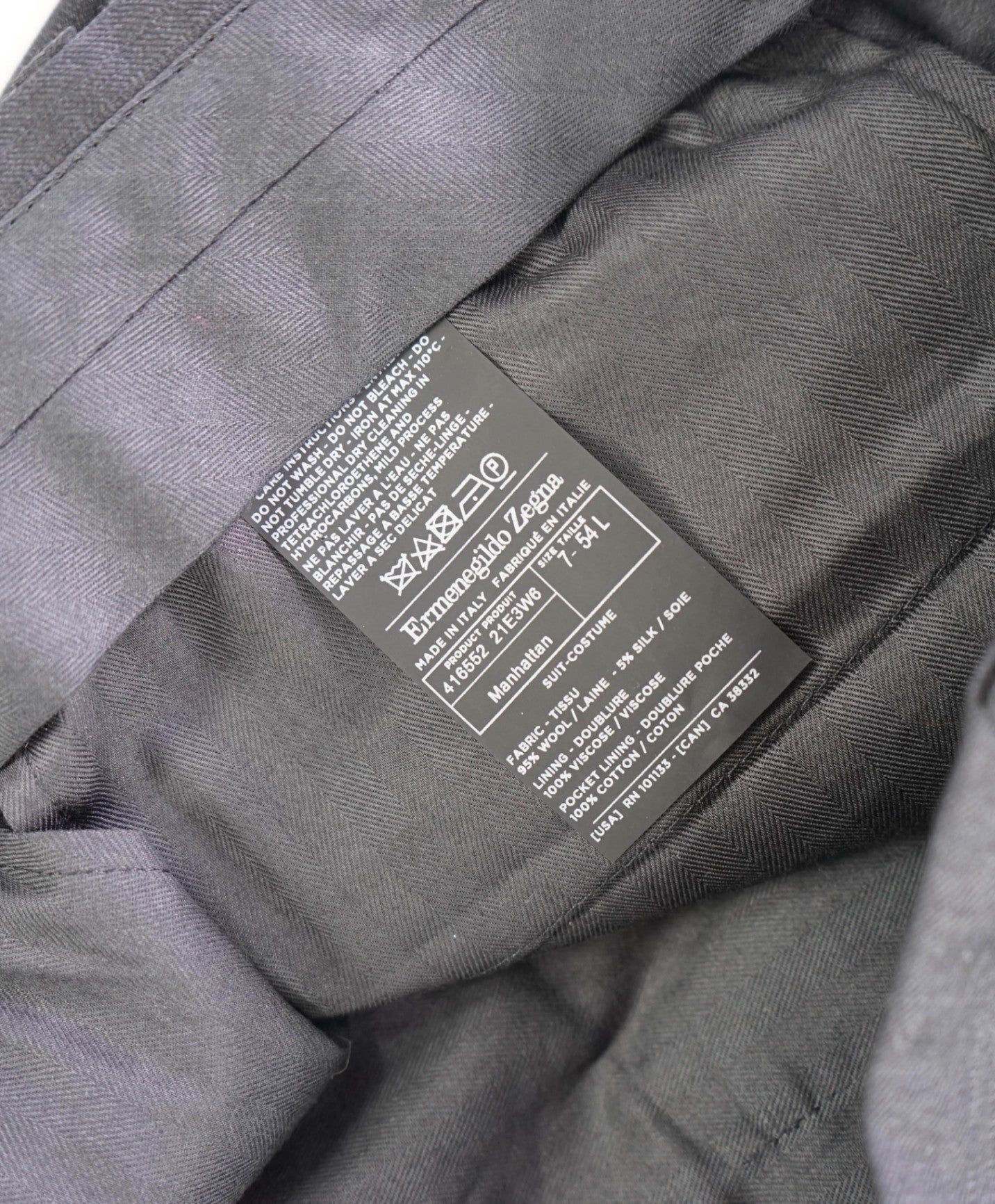 $895 ZEGNA - Dark Gray Wool/Silk "Manhattan" Pants - 37W