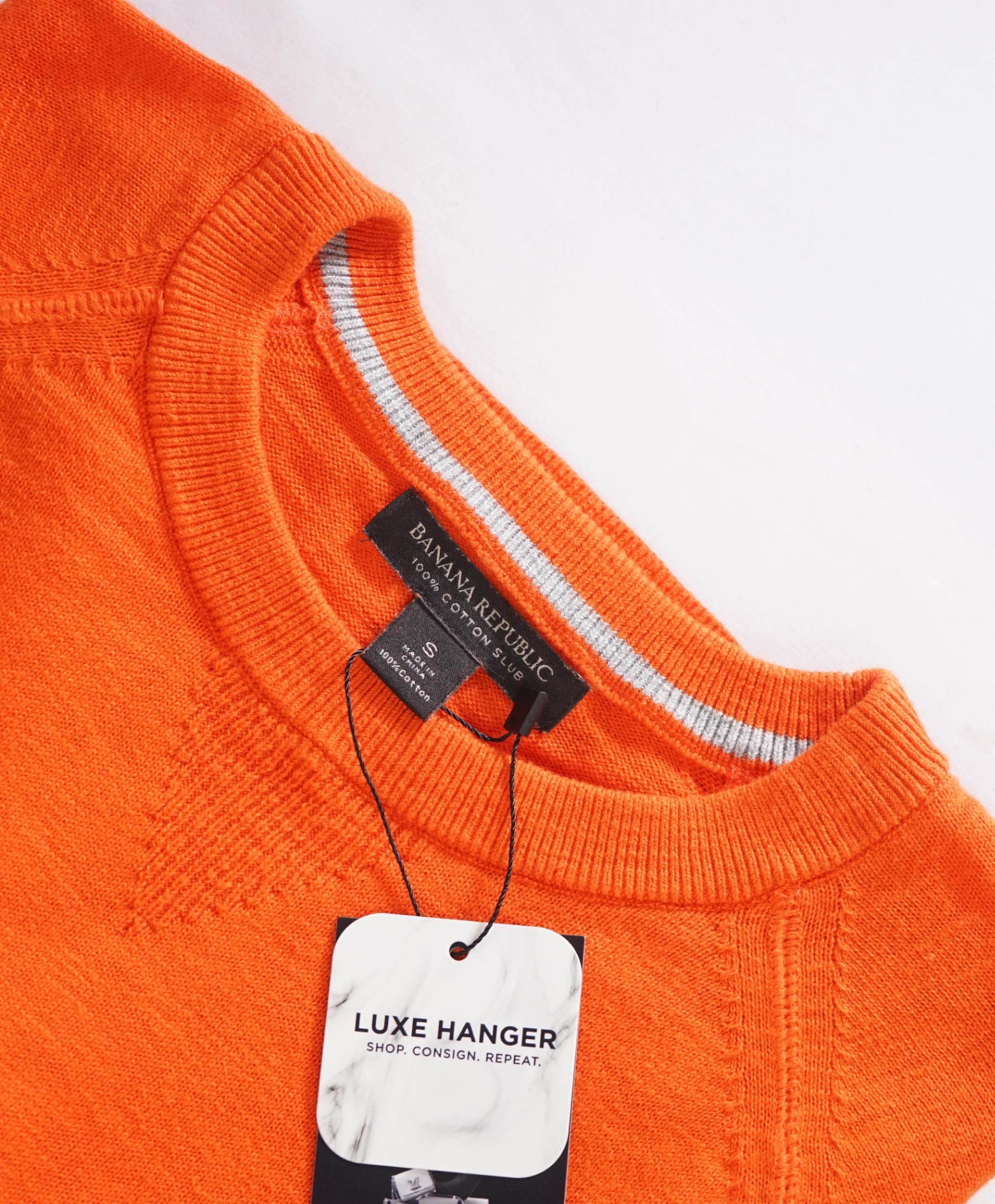 $90 BANANA REPUBLIC - Orange Cotton Crew-Neck Sweater - S
