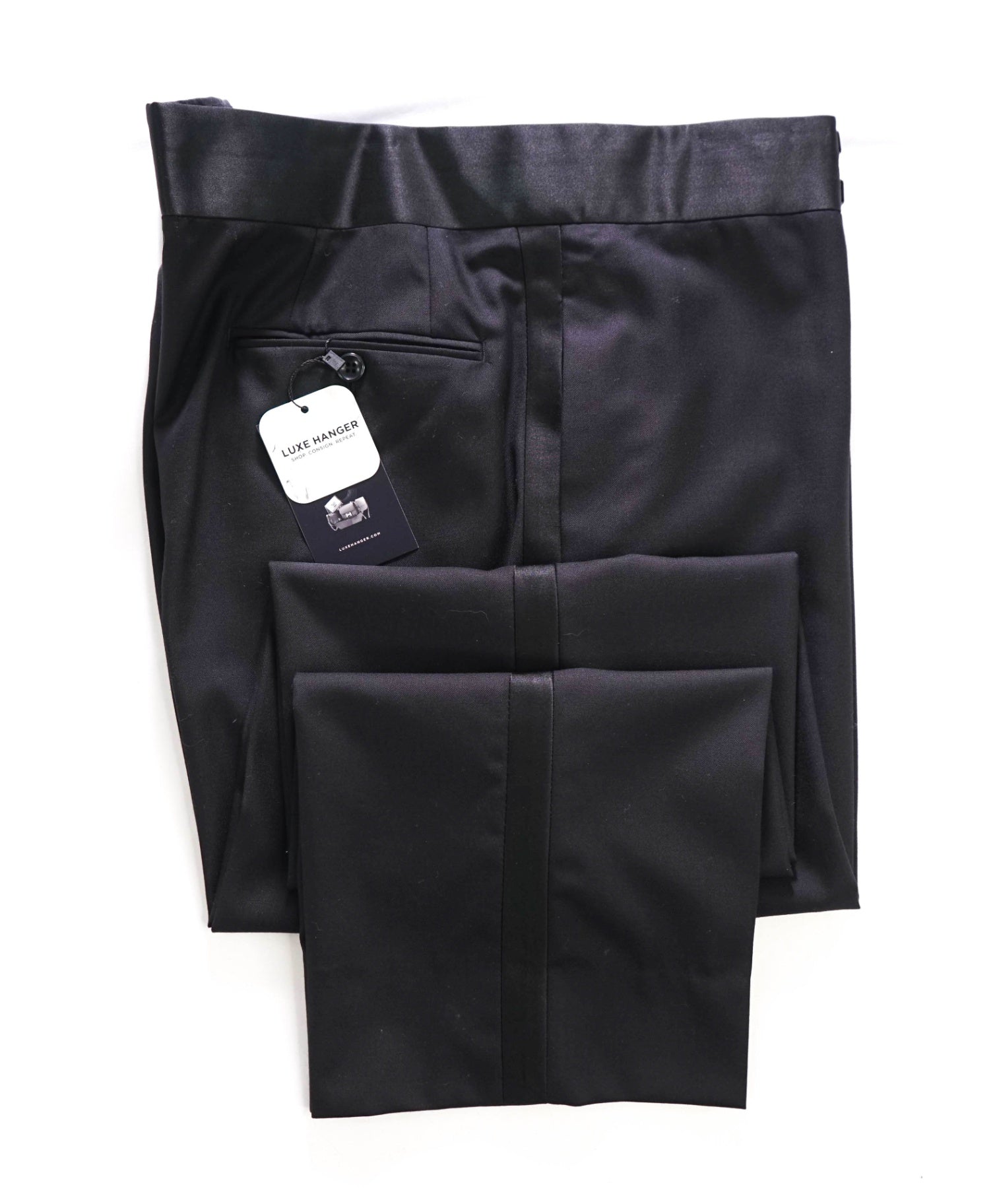 $1,275 GIORGIO ARMANI - Black Wool Tuxedo Pants - 40W