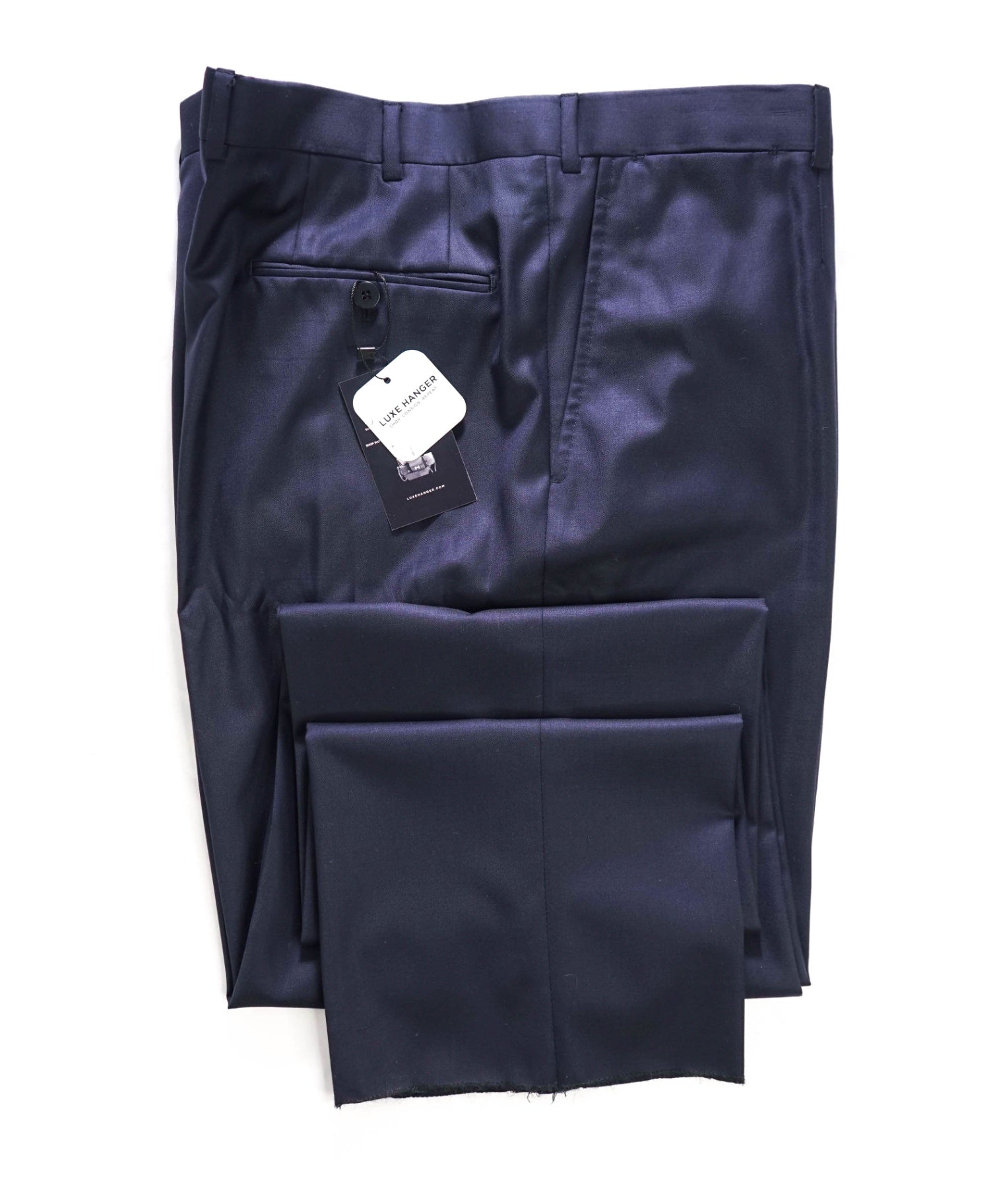 $795 ISAIA - Solid Navy Blue Wool Pants - 40W