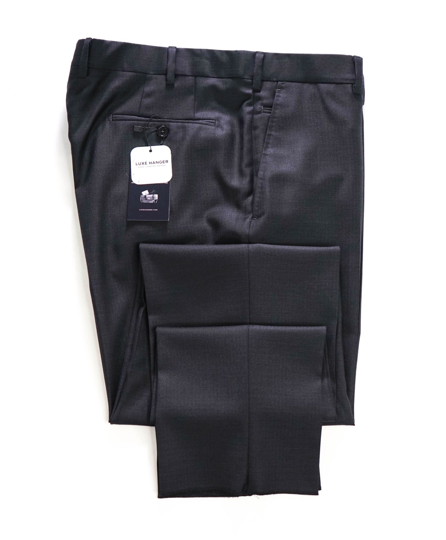 $895 ZEGNA - Dark Gray Wool/Silk "Manhattan" Pants - 37W