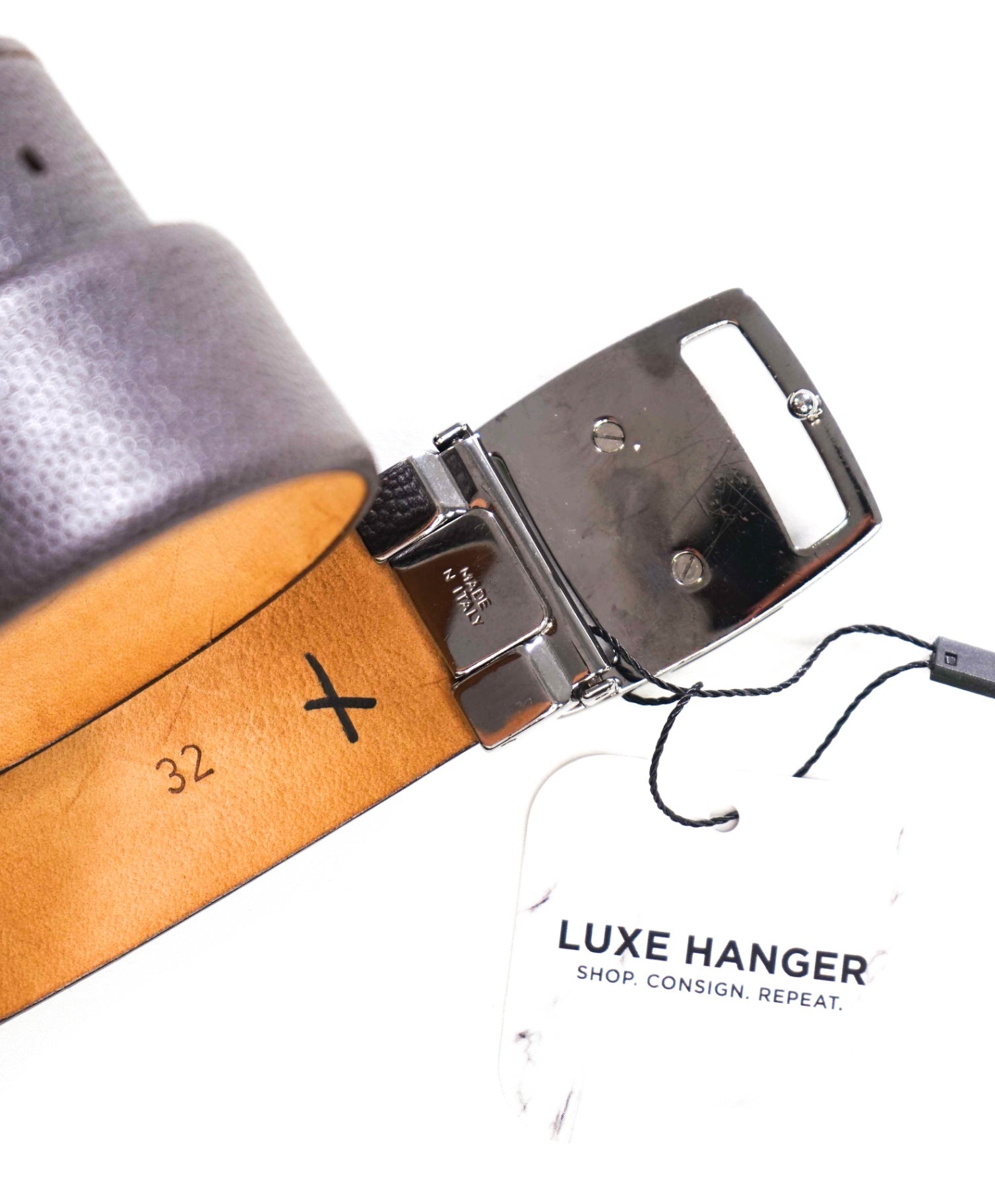 FERRAGAMO - Sardegna Black Pebble Leather Belt - 32W
