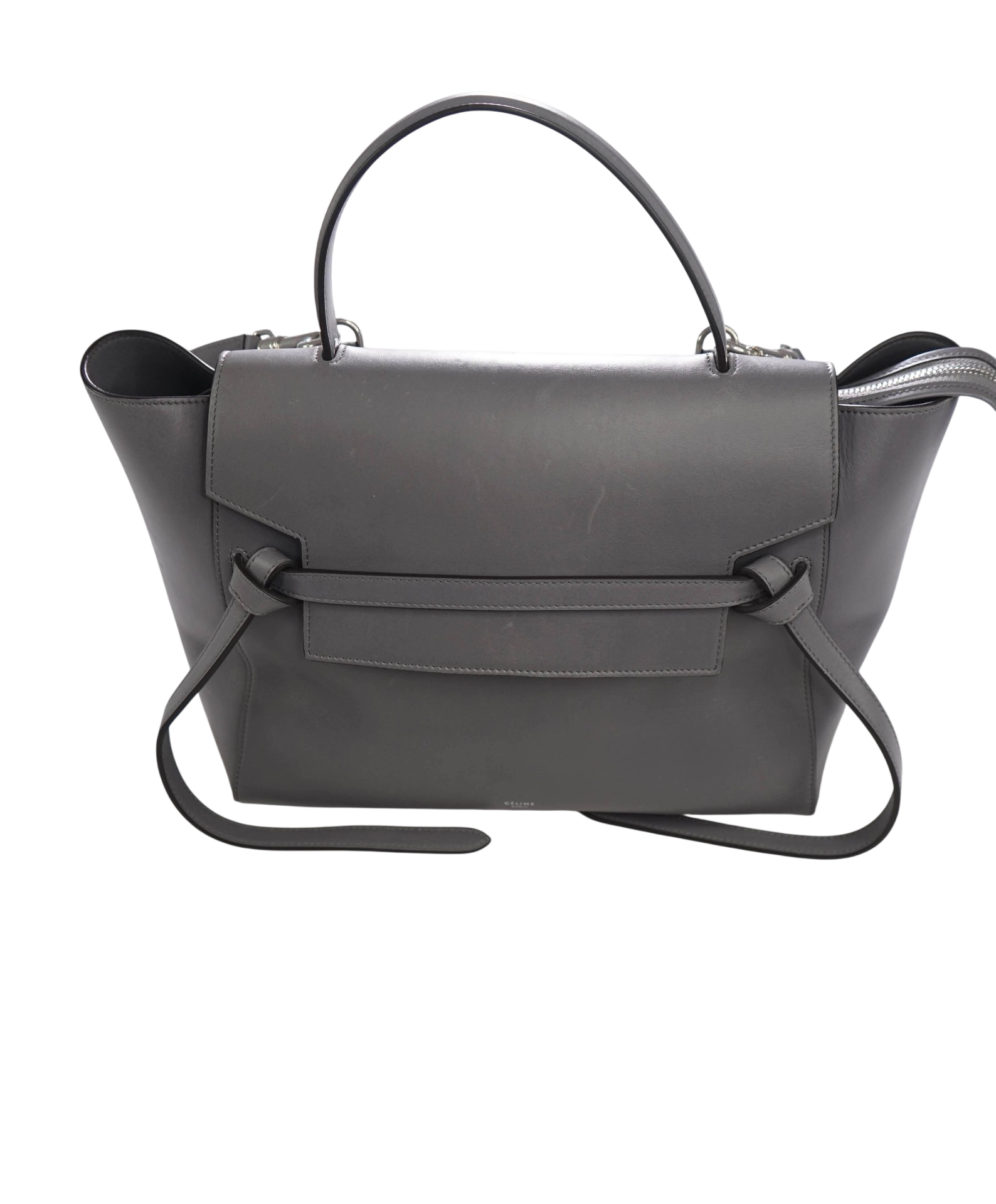 $2,450 CELINE - "THE KNOT" Calfskin Gray Leather Handbag - Mini