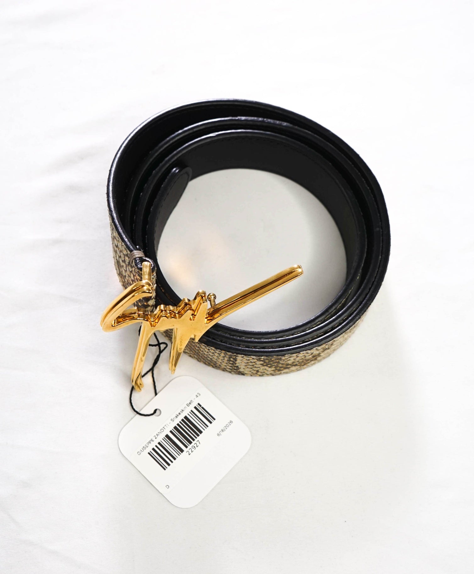 $520 GIUSEPPE ZANOTTI - Snakeskin Embossed Belt - 44W