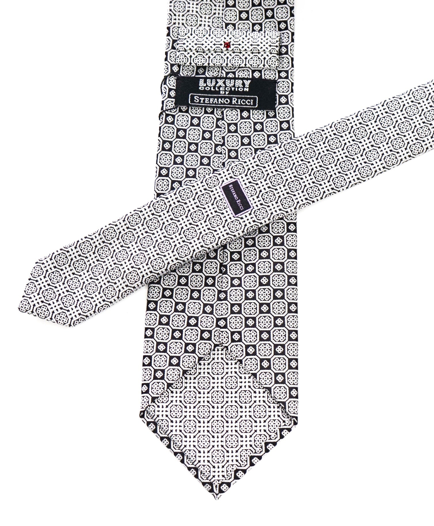 $350 STEFANO RICCI - Gradient Silver/Black Pure Silk - 3.5" Tie