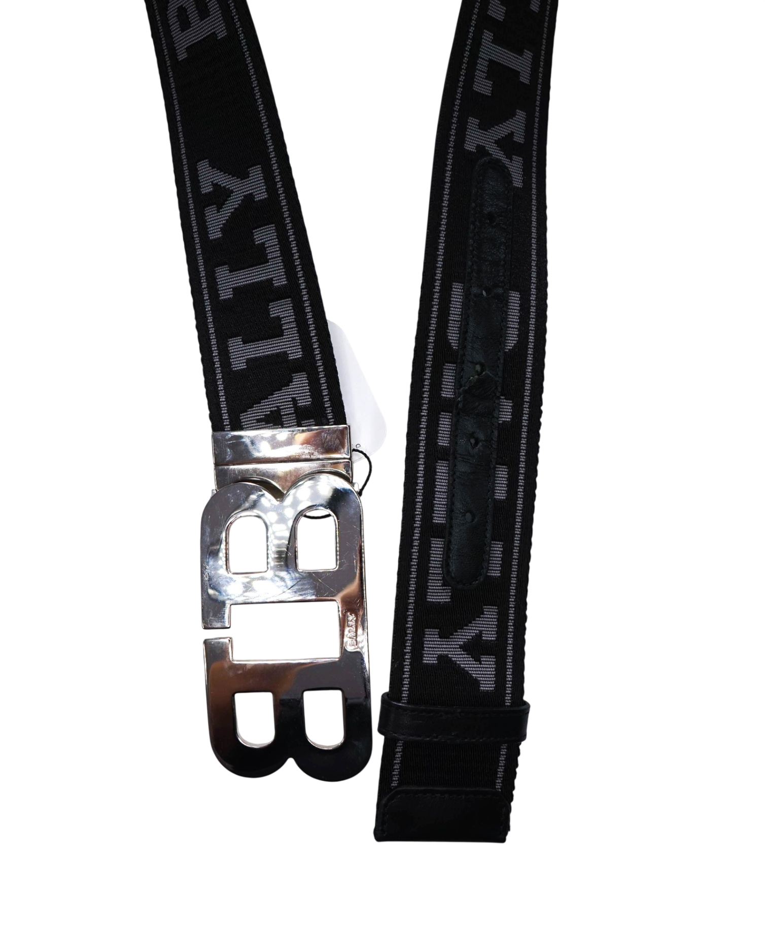 $330 BALLY - Black Leather/Nylon Reversible Mirror B Belt - 37W