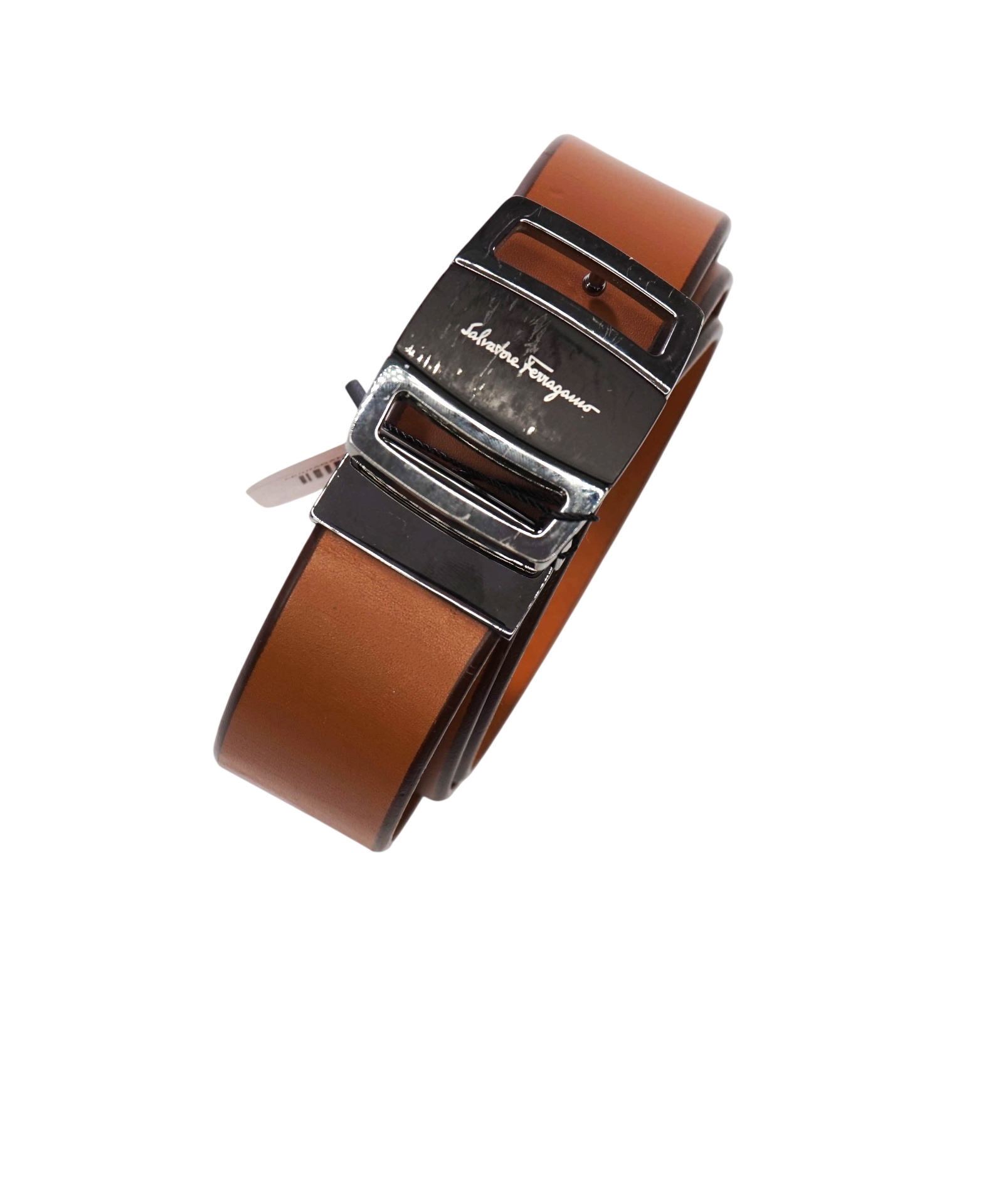$535 FERRAGAMO - Sardegna Brown Leather Belt - 34