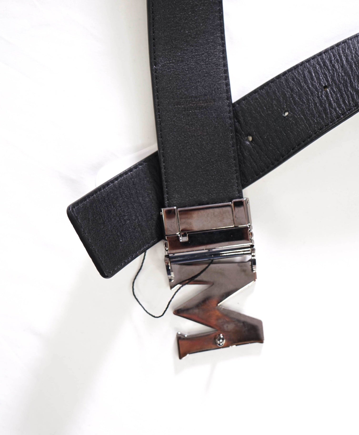 $350 MCM - Black/White Claus M Leather Reversible Belt 48W