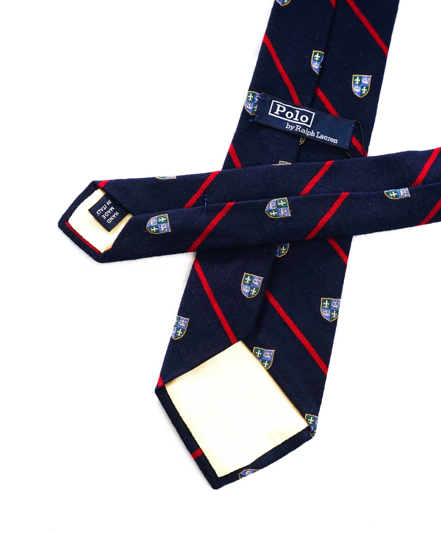 $125 POLO RALPH LAUREN - Navy Crest Collegiate Wool/Silk - 3.5" Tie
