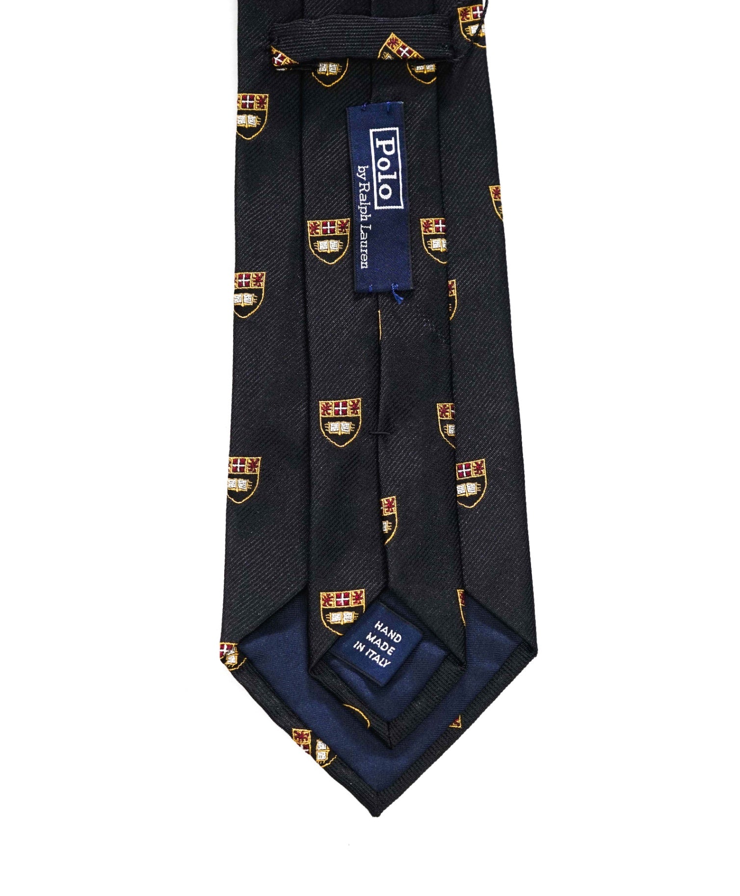 $125 POLO RALPH LAUREN - Black Crest Collegiate Silk - 3.5" Tie