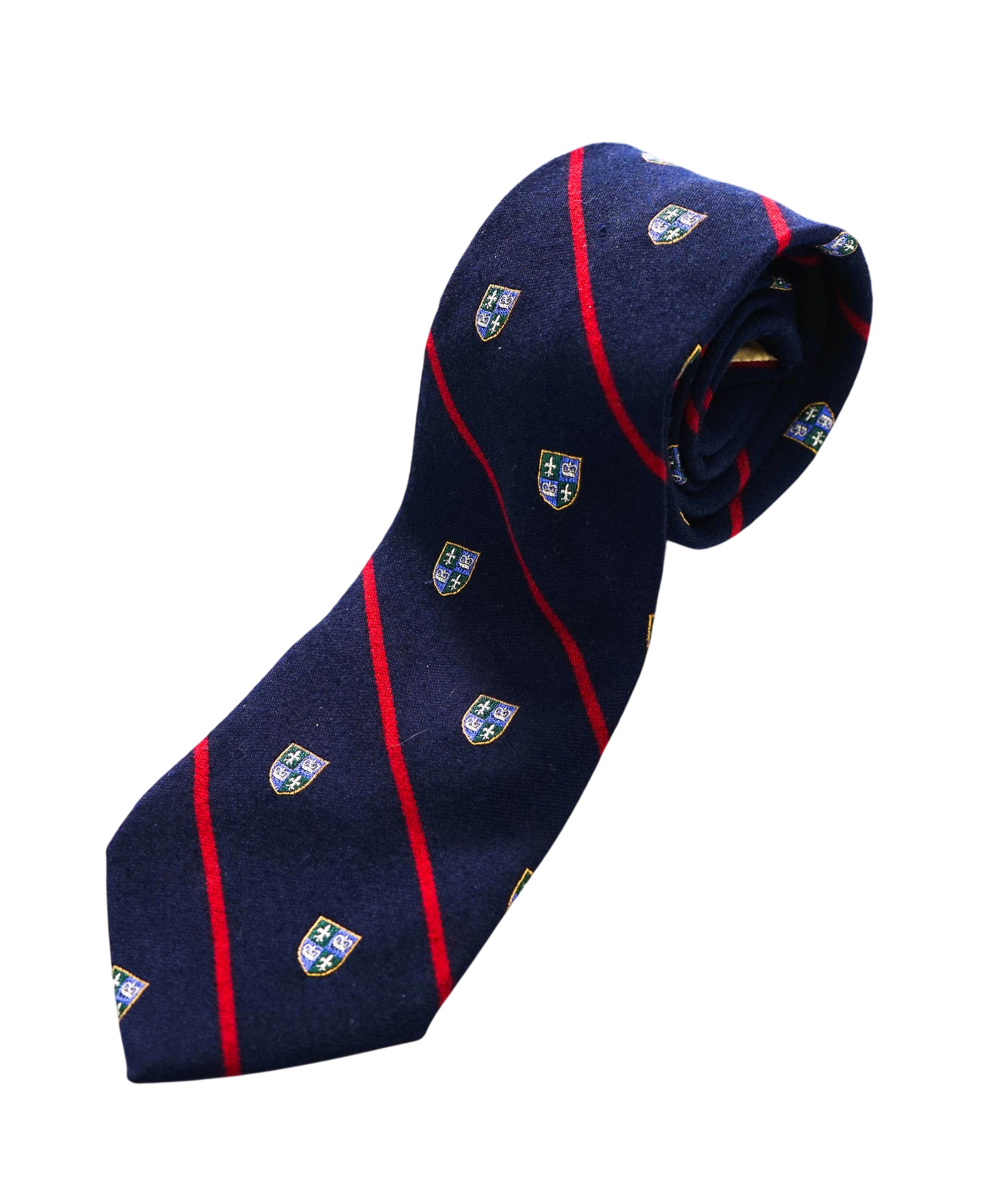 $125 POLO RALPH LAUREN - Navy Crest Collegiate Wool/Silk - 3.5" Tie
