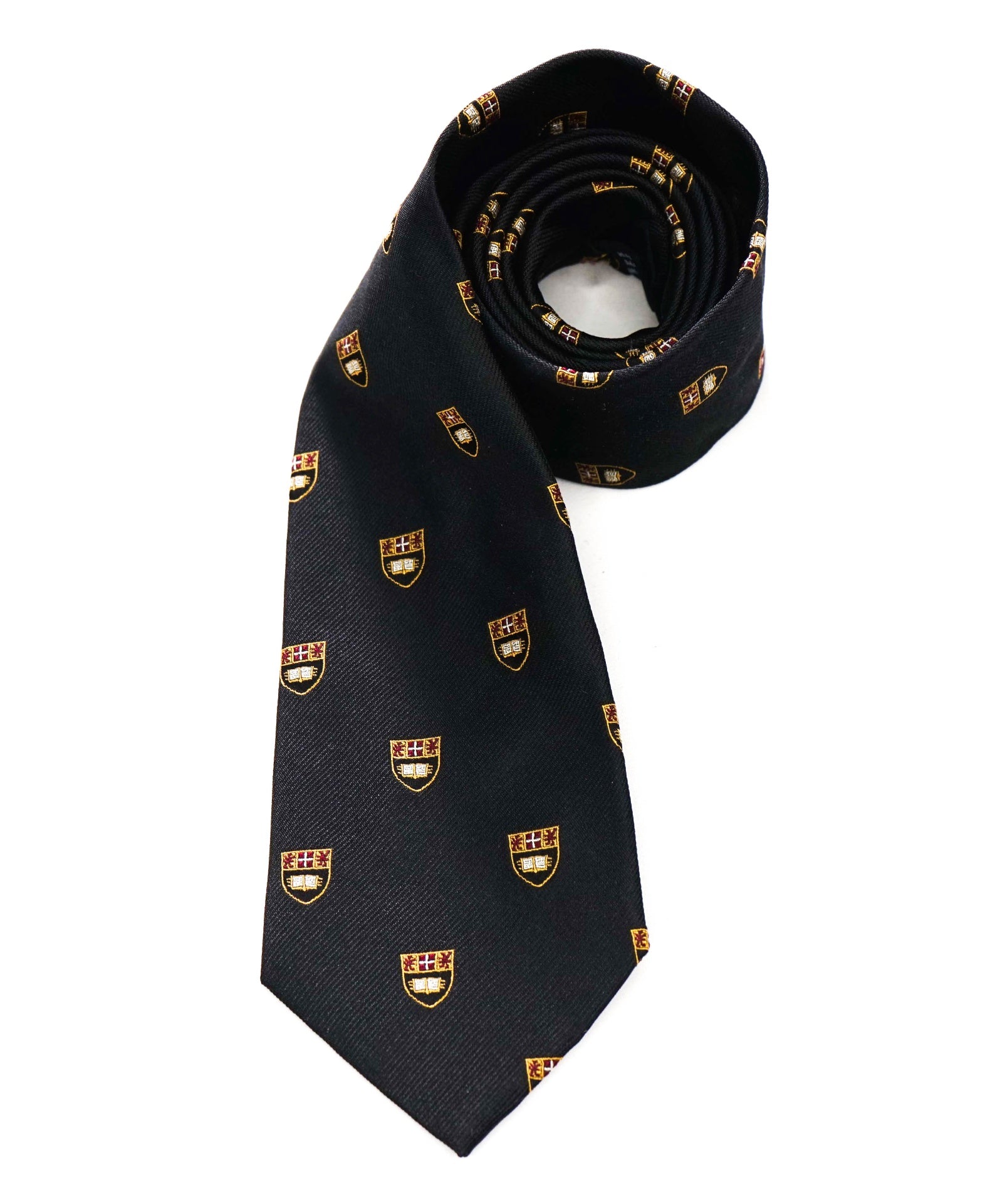 $125 POLO RALPH LAUREN - Black Crest Collegiate Silk - 3.5" Tie