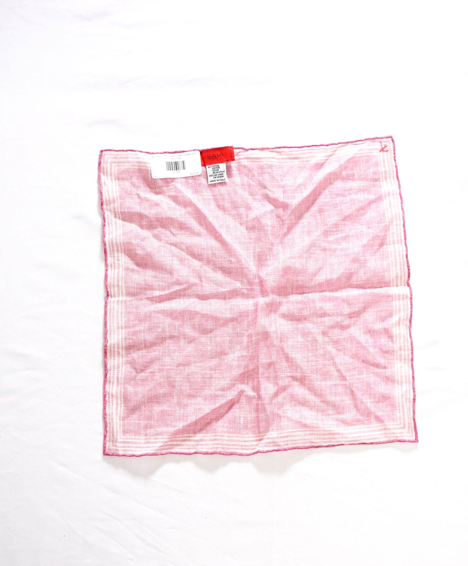 $170 ISAIA - Pink Cotton/Linen Pocket Square - 11.75 x 11.75