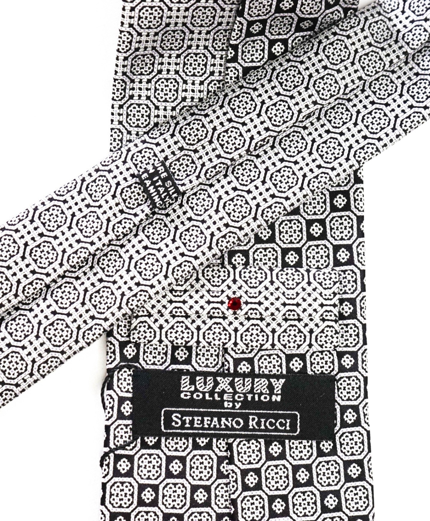$350 STEFANO RICCI - Gradient Silver/Black Pure Silk - 3.5" Tie