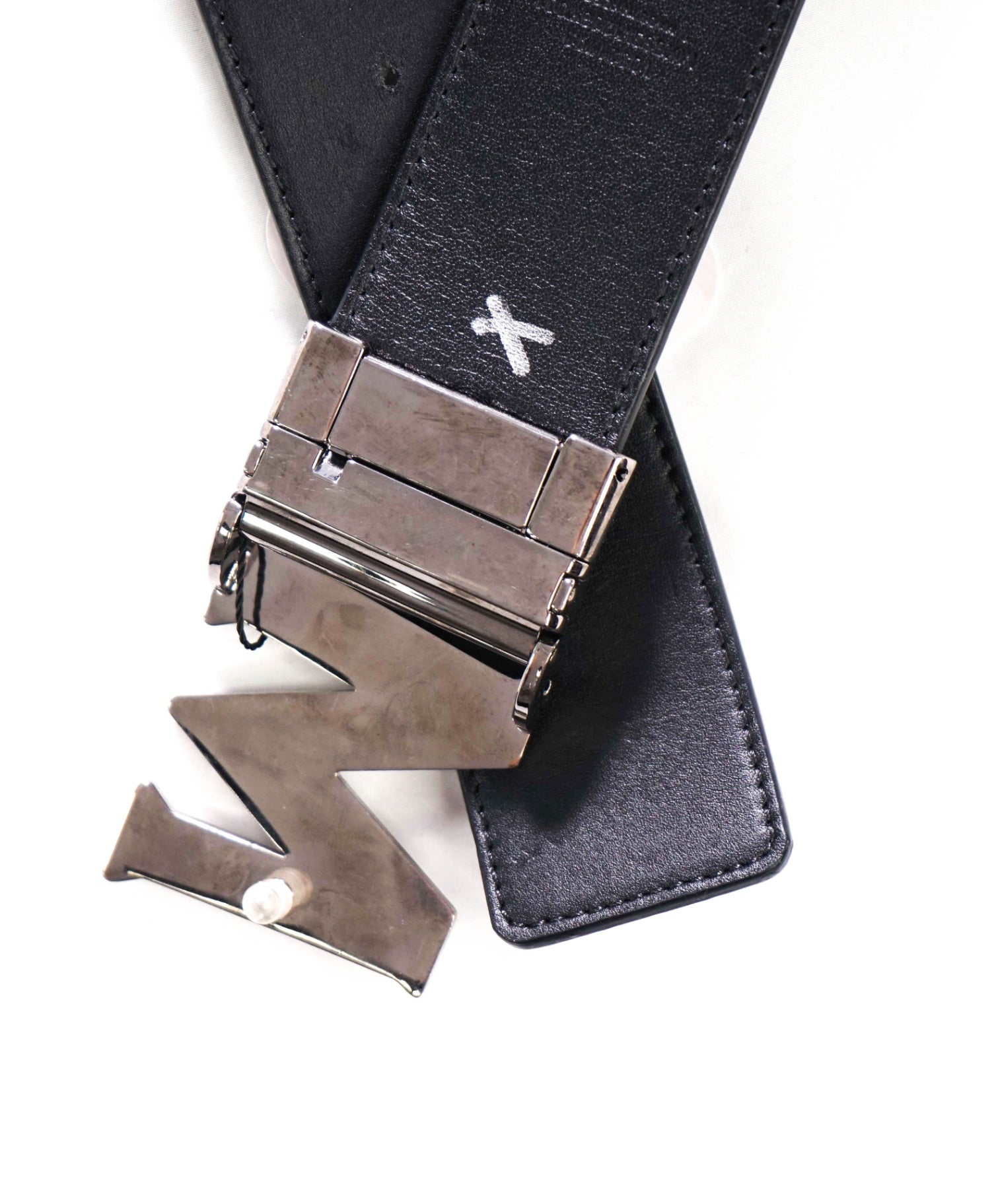 $350 MCM - Black Claus M Leather Reversible Belt - 48W