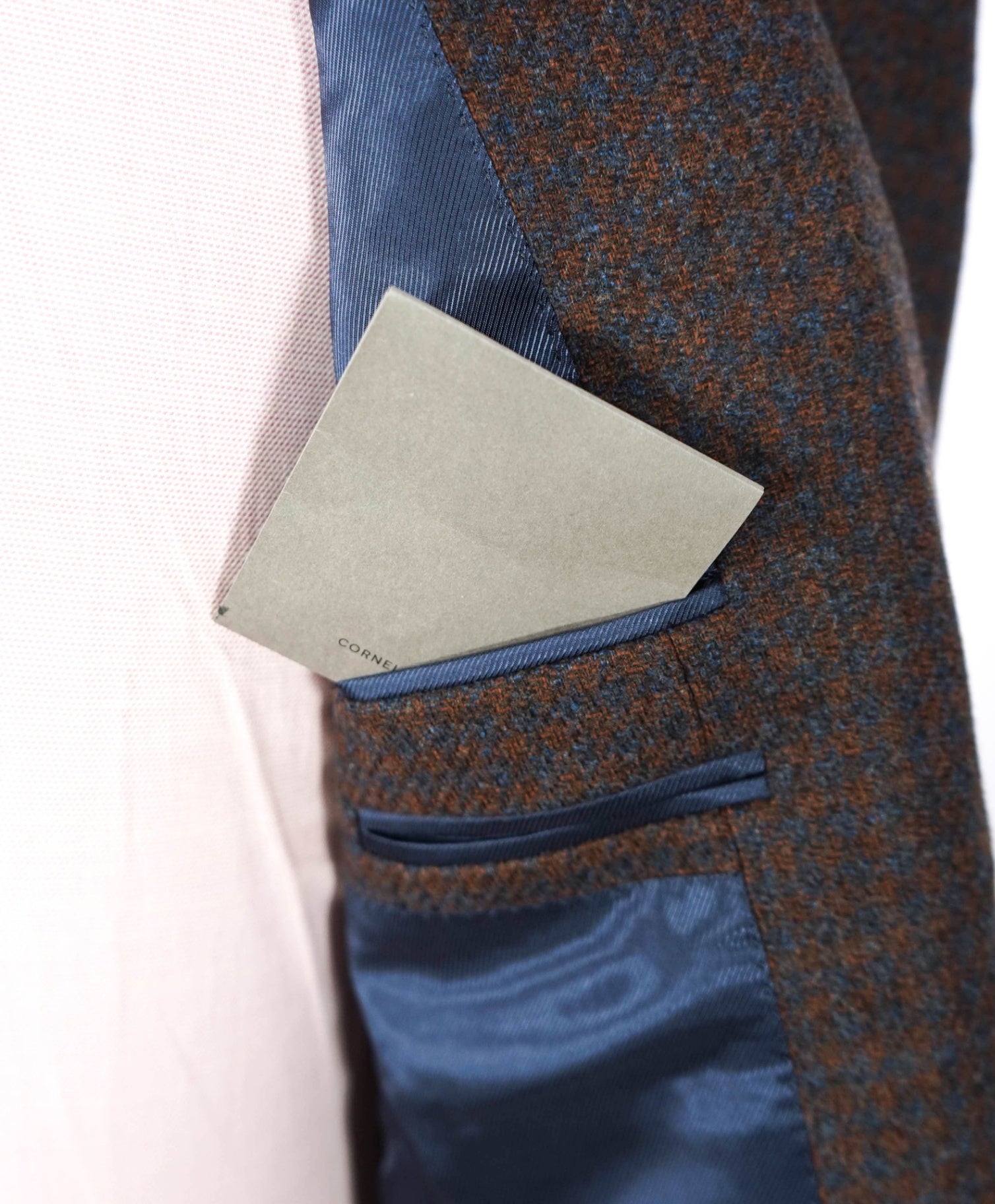 $1,995 CORNELIANI - Red/Navy Gingham Cashmere Blazer - 38R