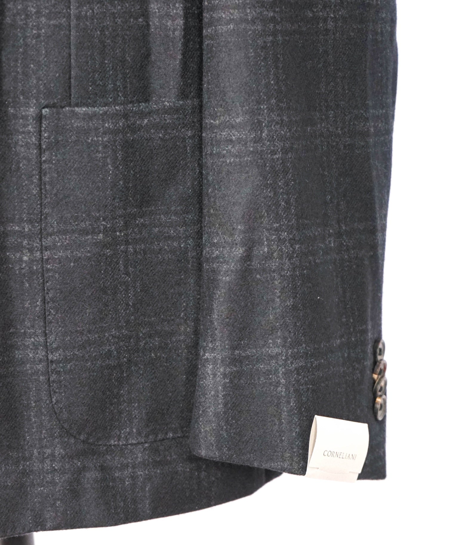 $1,995 CORNELIANI - Black Plaid Wool/Cashmere Blazer - 44R