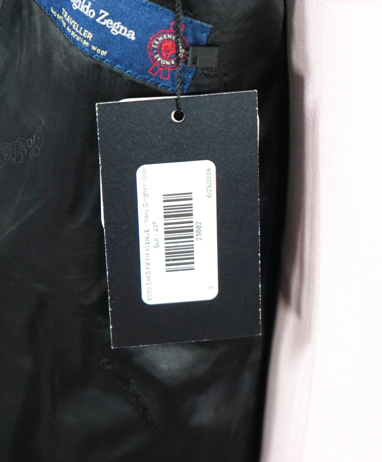 $995 ZEGNA "Traveller" For SFA - Navy Check Wool Suit - 42R