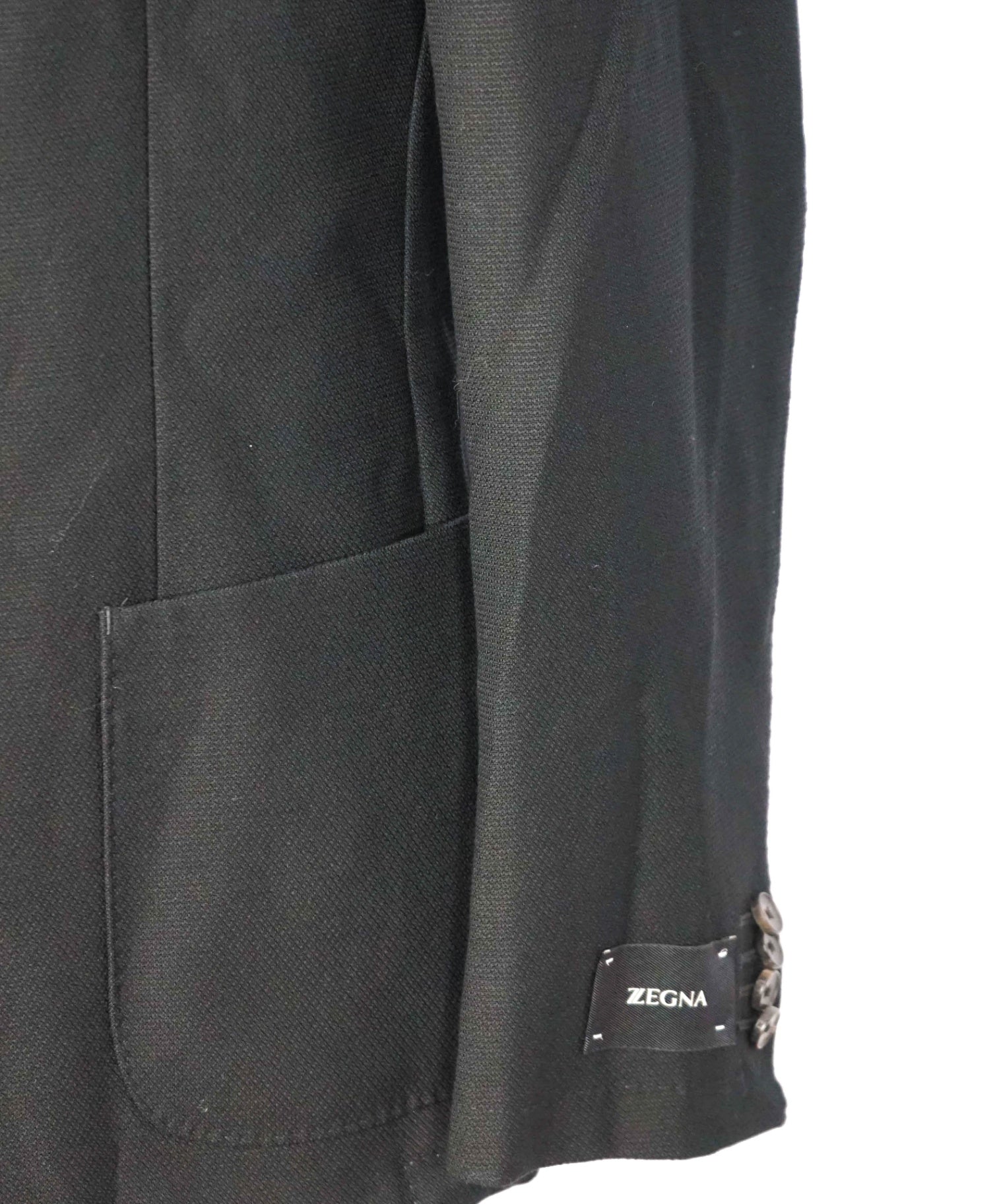 $1,635 Z ZEGNA - Textured Black TECHMERINO Wool Blazer - 44R