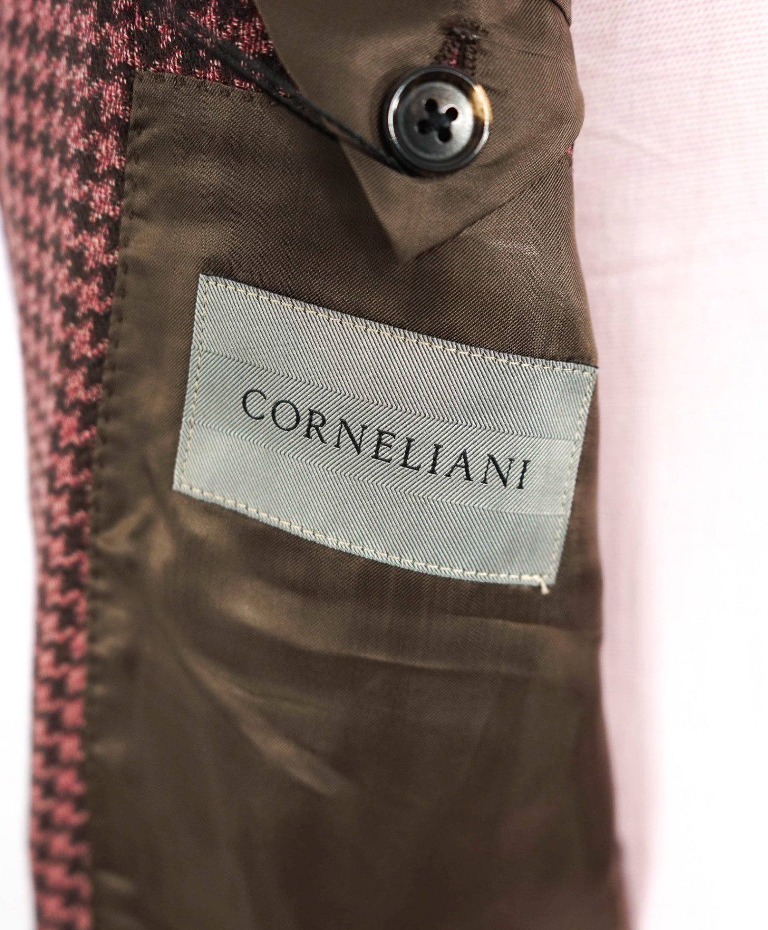 $1,995 CORNELIANI - Pink Houndstooth *17,25 Microns* Blazer - 44R