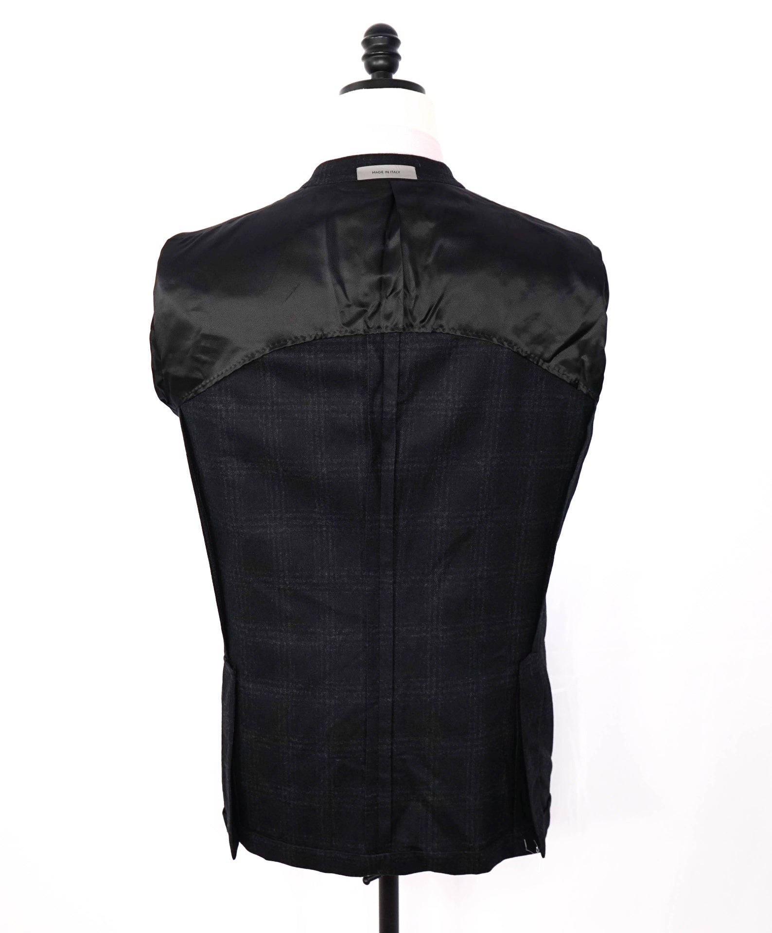 $1,995 CORNELIANI - Black Plaid Wool/Cashmere Blazer - 44R