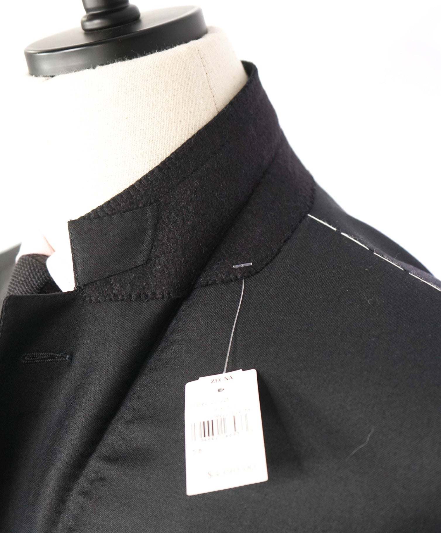 $4,390 ZEGNA - Solid Black TROFEO Wool Suit - 48R