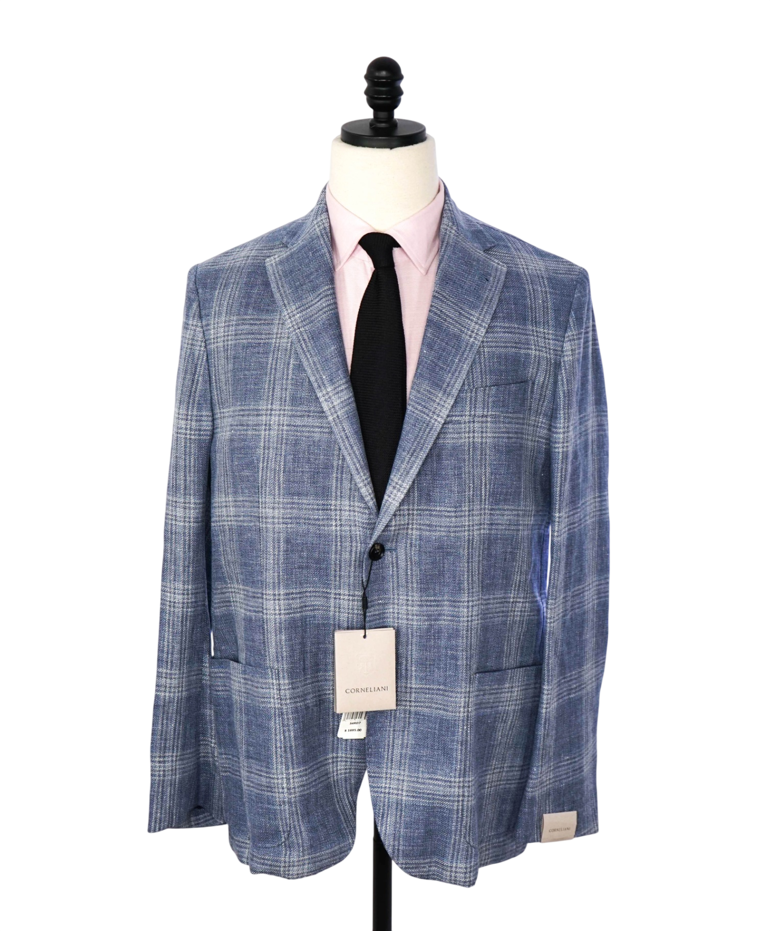 $1,995 CORNELIANI - Baby Blue Wool/Linen Coat Insert Blazer - 44R