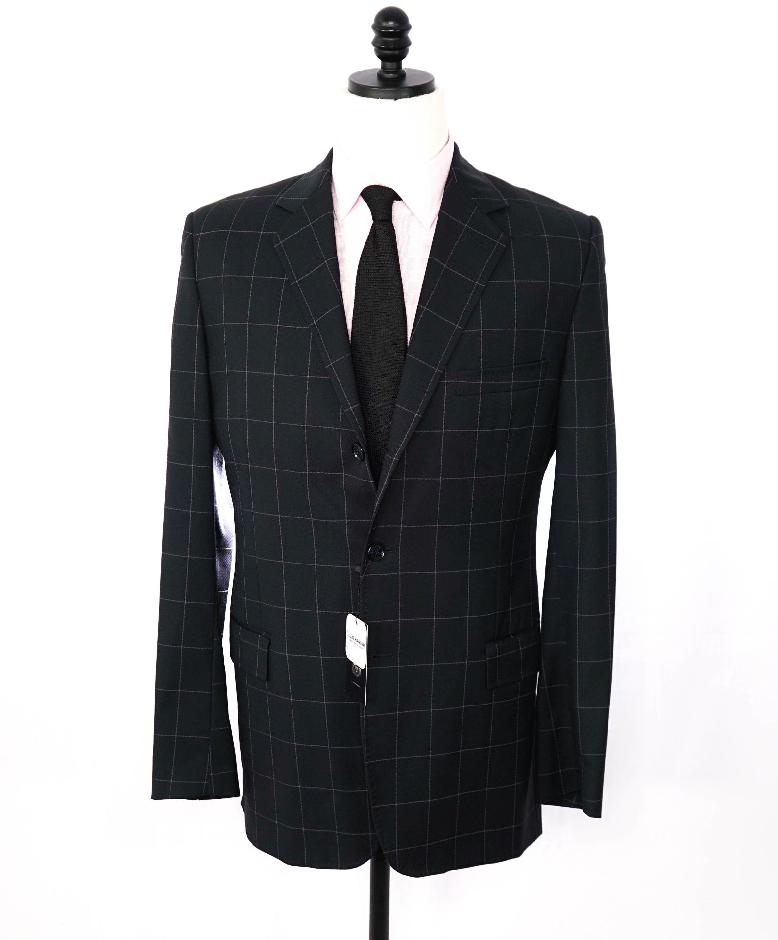 $3,195 DOLCE & GABBANA - Navy Windowpane 2/3 Roll Suit - 44L