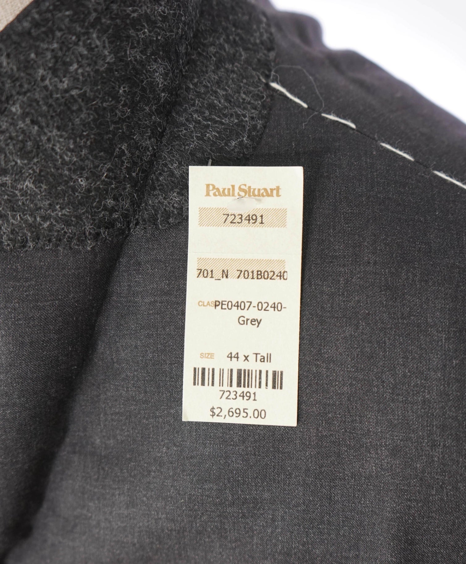 $2,695 PAUL STUART - *FULL CANVAS* Solid Gray Wool Suit - 44L