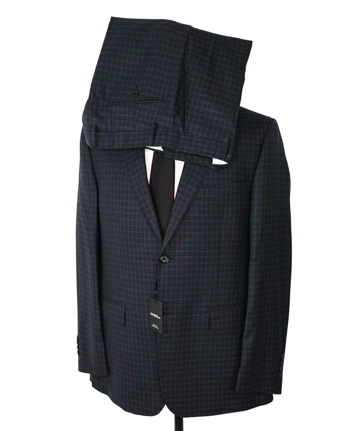 $995 ZEGNA "Traveller" For SFA - Navy Check Wool Suit - 42R